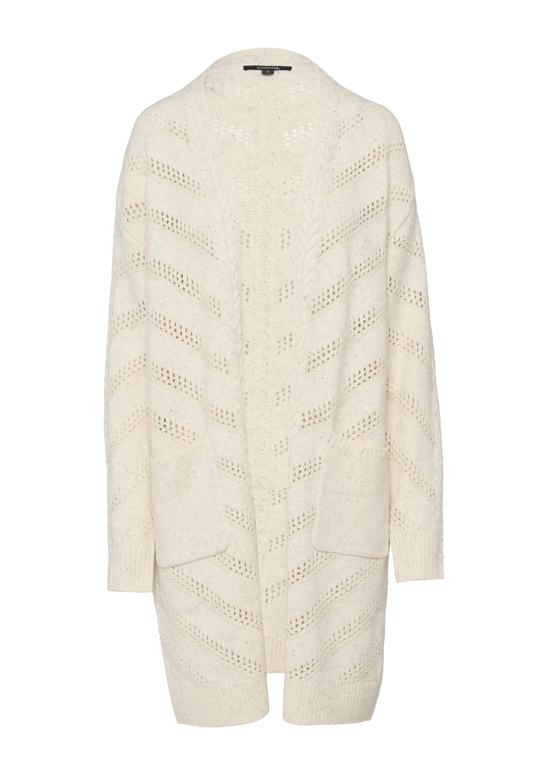 comma Cardigan Strickjacke Strickcardigan mit zarten Pailletten
