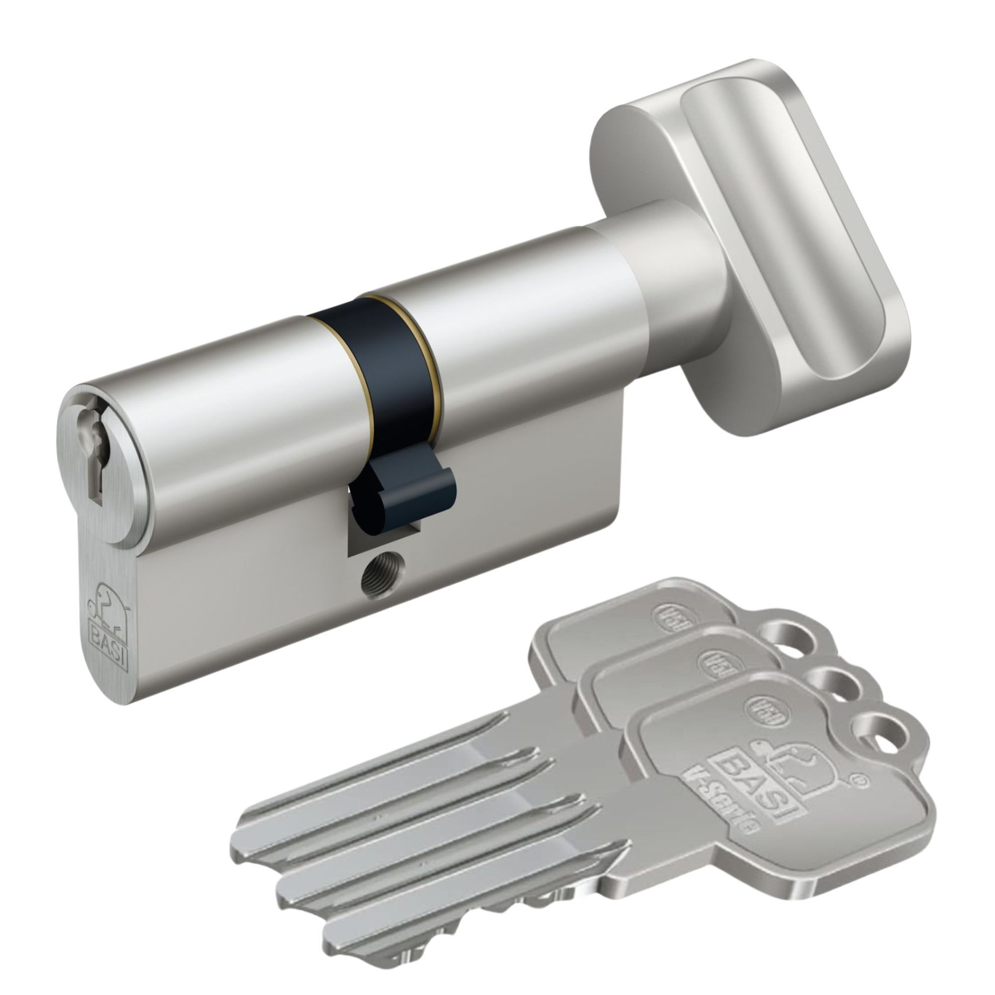 BASI Profilzylinder V50 Profil-Doppelzylinder - 35/50, VS, N+G, (Packung, 1-St), Knaufzylinder K40/27 mm, Knaufseite Innen = 40 mm, 3 Schlüssel