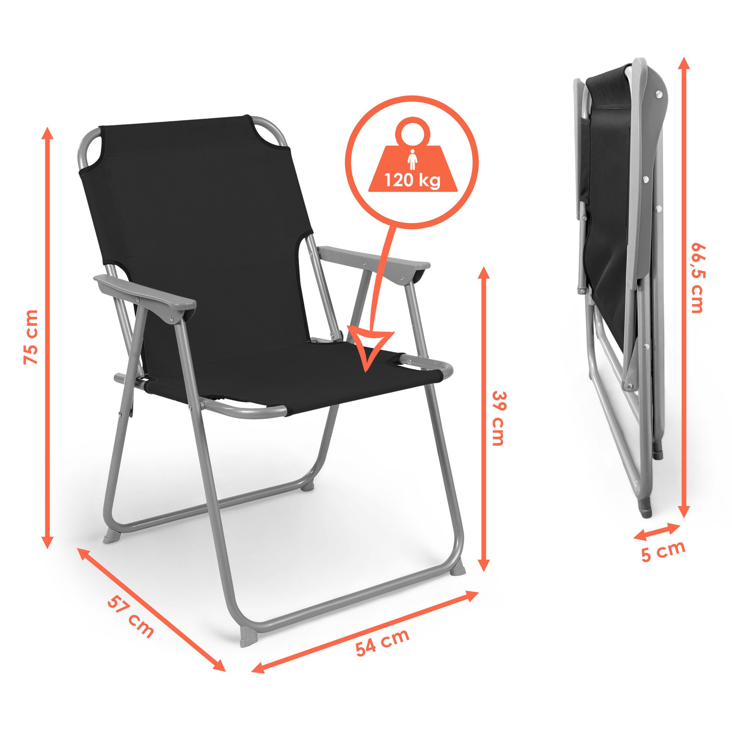Spetebo Campingstuhl Campingstuhl Oxford - schwarz (einteilig, 1 St), Garte günstig online kaufen