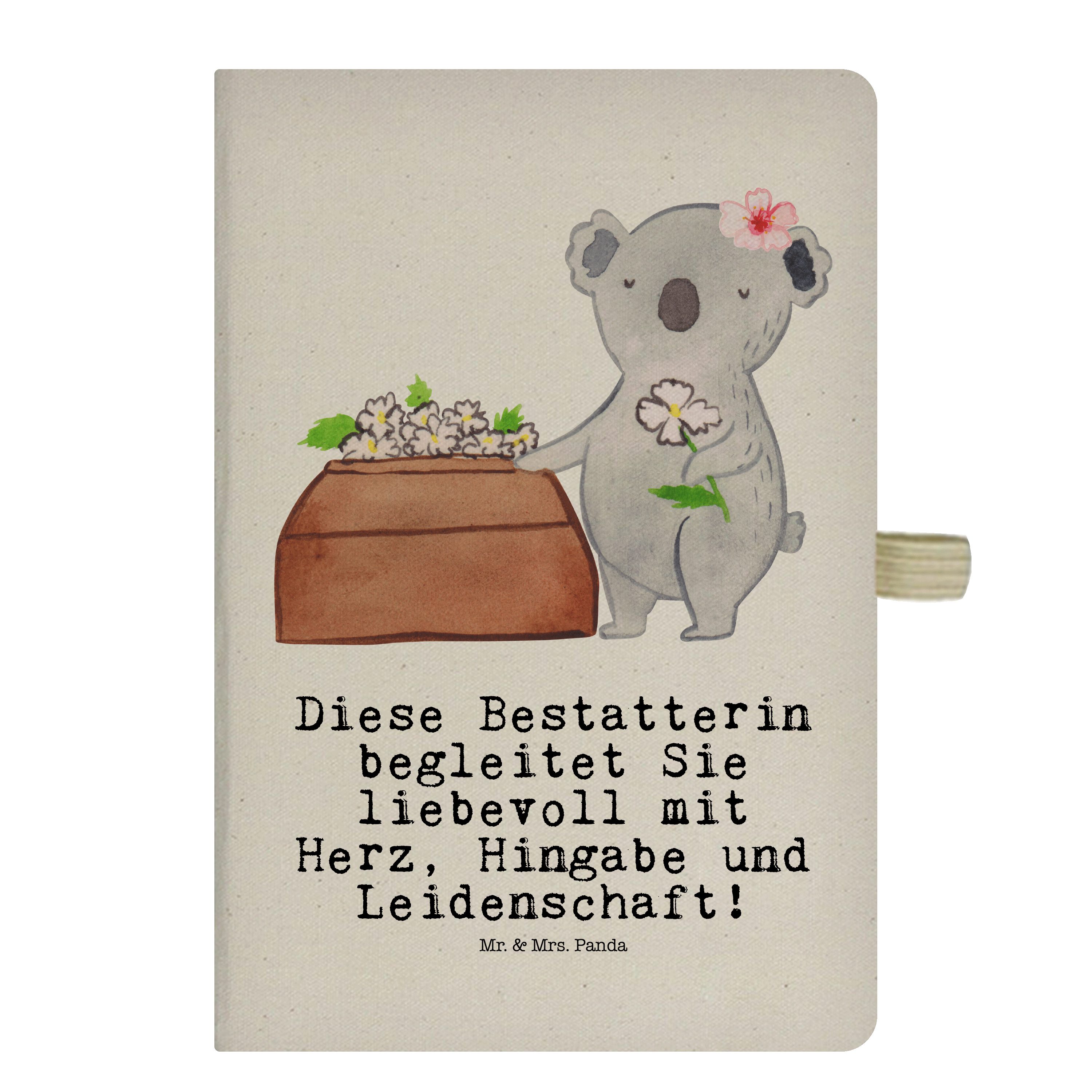 Mr. & Mrs. Panda Notizbuch Bestatterin mit Herz - Transparent - Geschenk, Notizen, Arbeitskolleg Mr. & Mrs. Panda