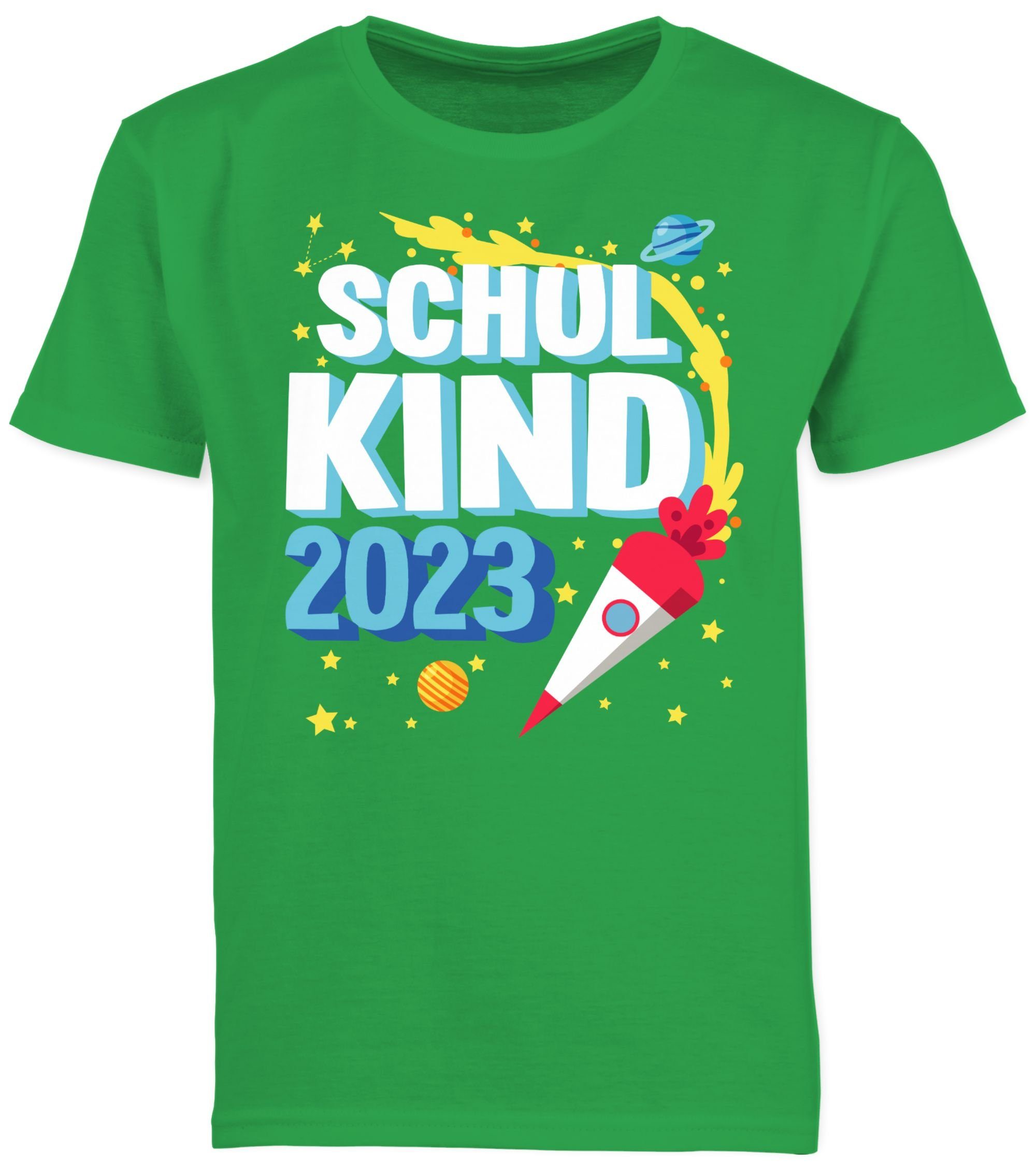 Grün Rakete Geschenke - 2023 3 Schulkind Shirtracer Junge T-Shirt Schulanfang Einschulung
