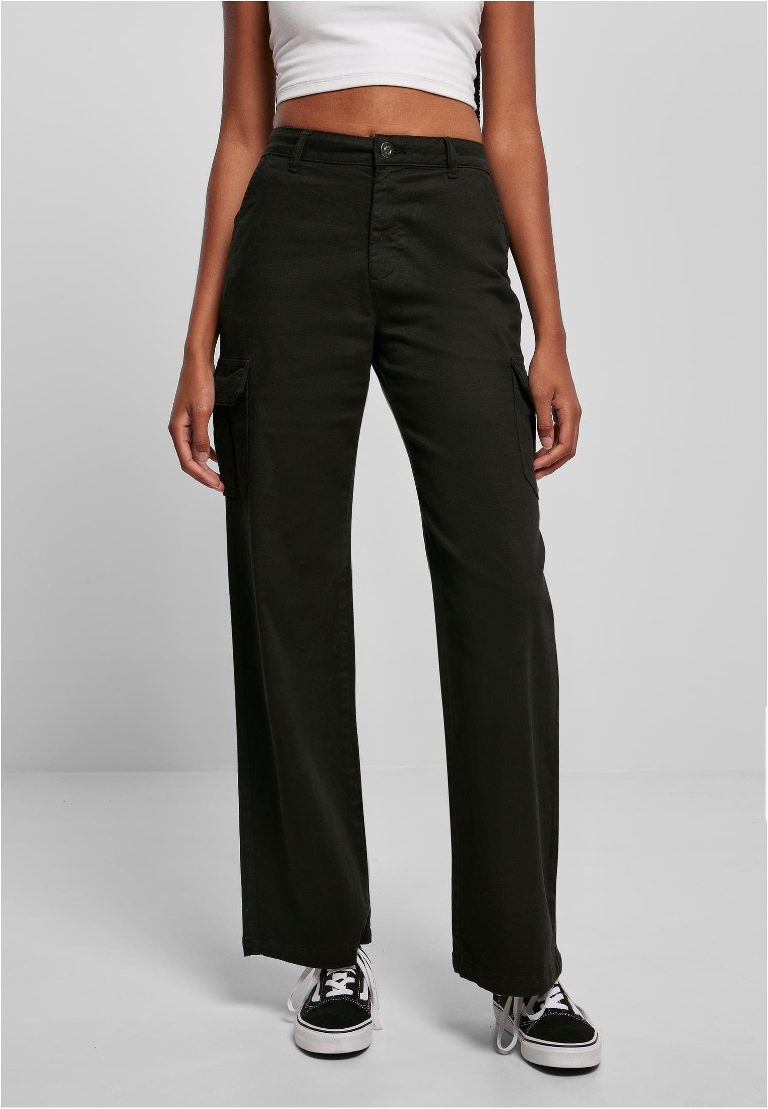 Waist Straight black CLASSICS URBAN Damen Cargo Pants (1-tlg) Ladies Stoffhose High