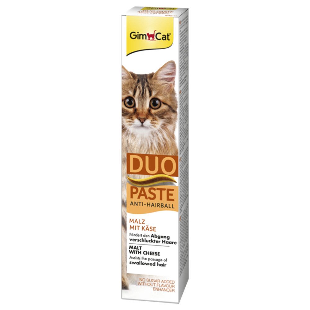 GimCat DUO Paste Anti-Hairball Malz + Käse 50 g, Nahrungsergänzungsmittel für: Katze