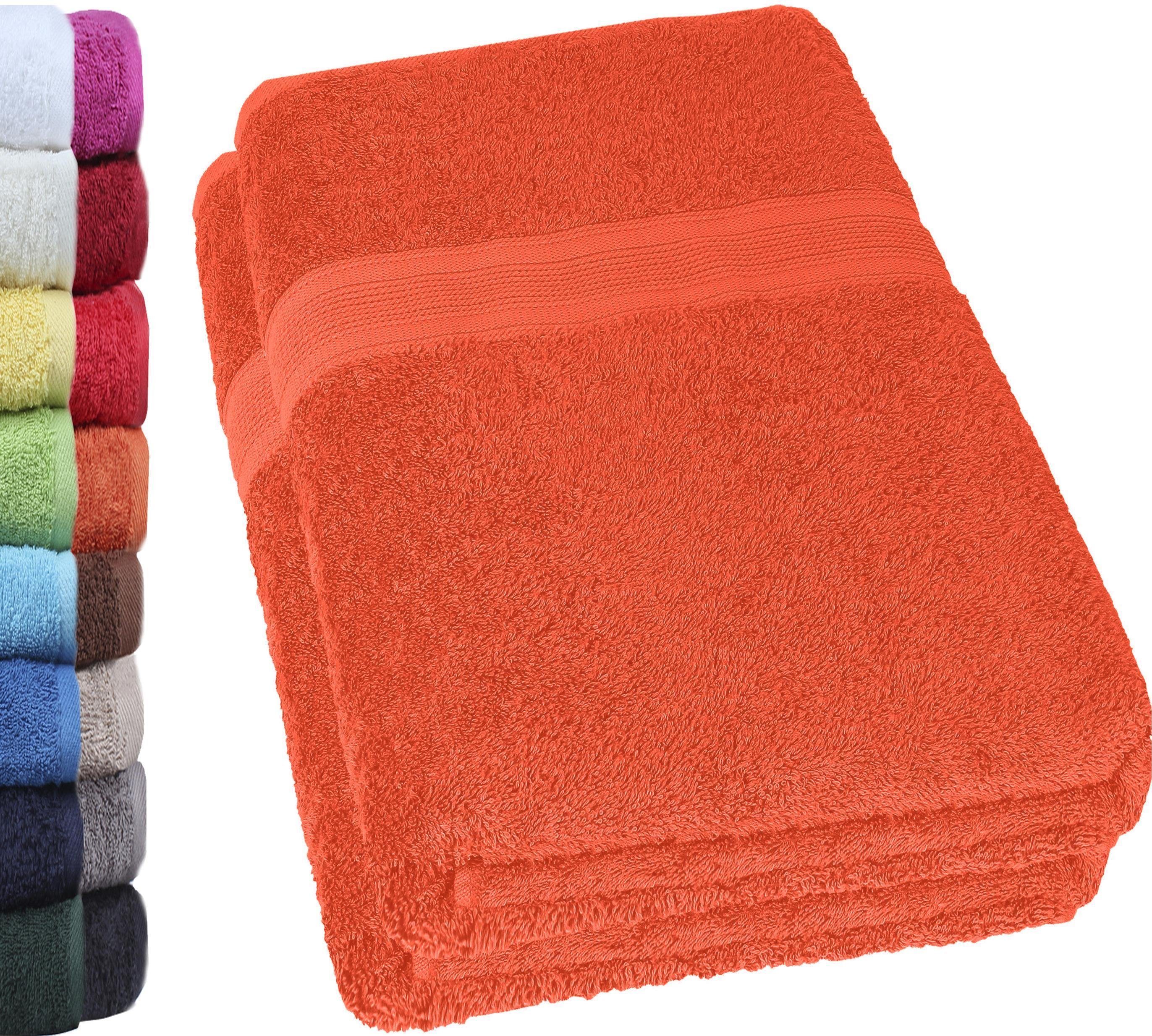 NatureMark Badetuch kuschelige, hochwertige Duschhandtücher, 100% Baumwolle (2-St), weiches Badetücher Set (2-St), Premium Qualität, Orange