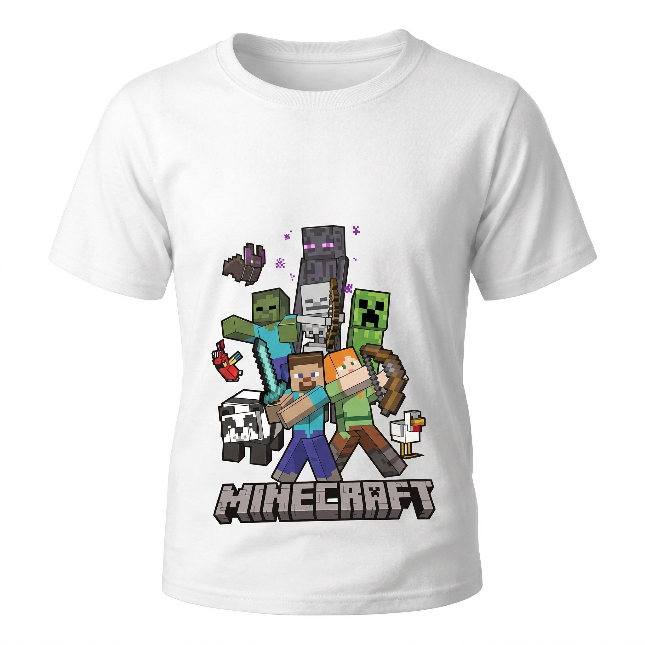 Minecraft Print-Shirt Minecraft Gamer Kinder T-Shirt Kurzarm Shirt 100% Baumwolle (1-tlg) Gr. 116 bis 146