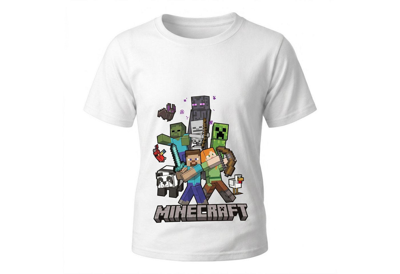 Minecraft Print-Shirt Minecraft Gamer Kinder T-Shirt Kurzarm Shirt 100% Baumwolle (1-tlg) Gr. 116 bis 146
