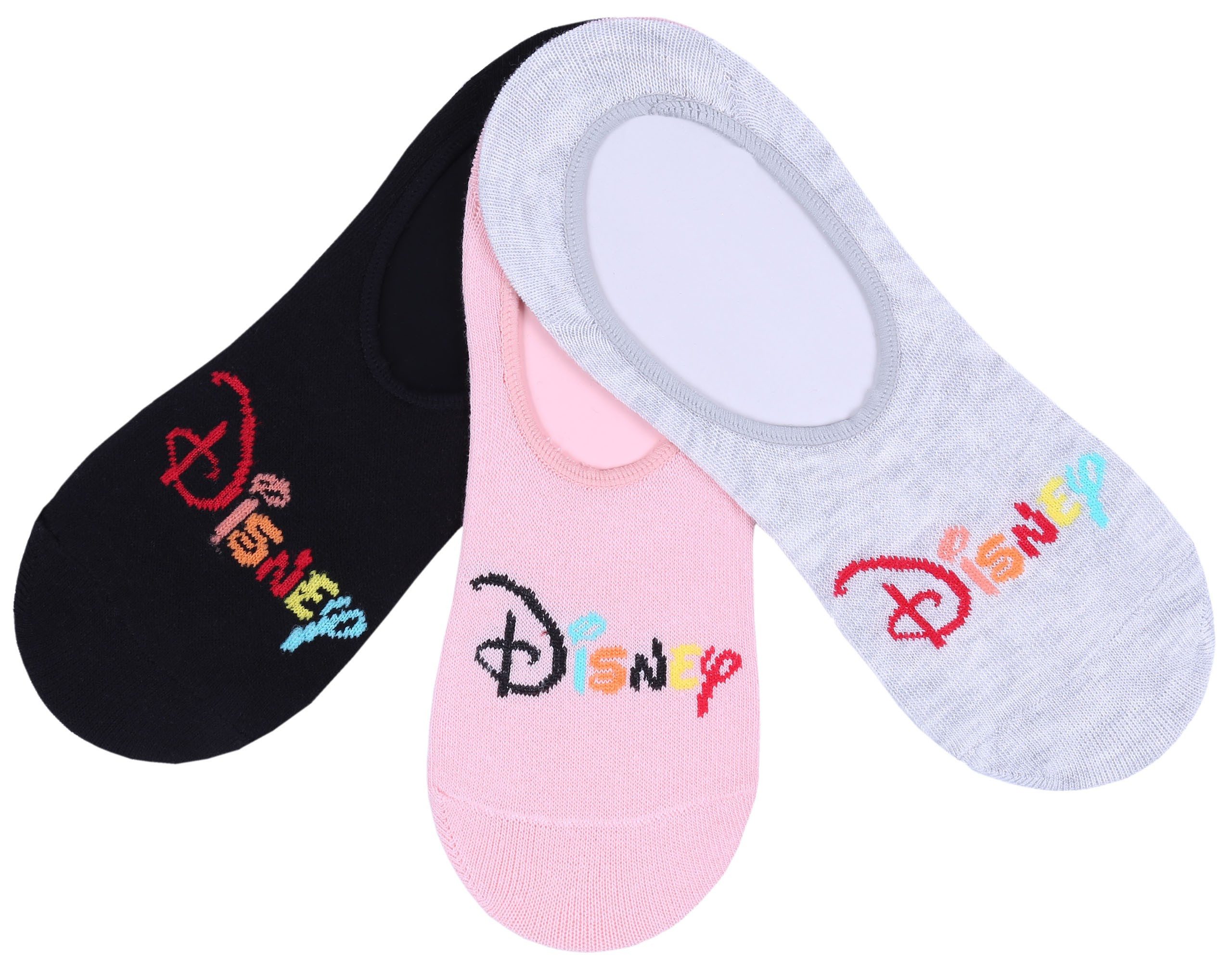 Disney Haussocken 3x schwarz-graue Socken, Füßlinge DISNEY 37-42 EU
