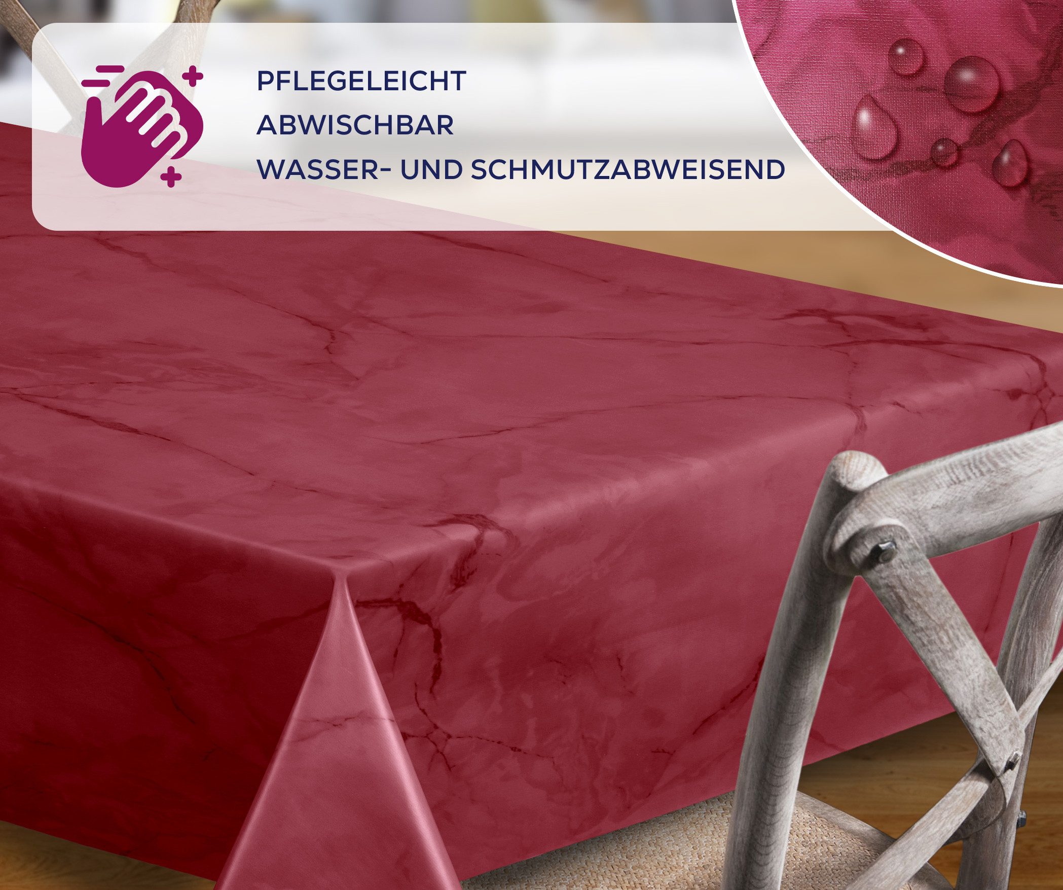 Beautex Tischdecke Wachstuchtischdecke abwischbar, Gartentischdecke Marmorstein (1-tlg)