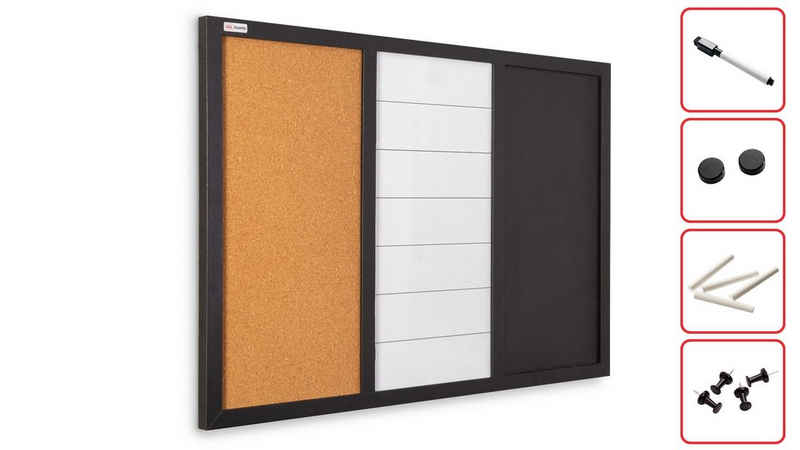 ALLboards Magnettafel 3-in-1-Kombitafel: Whiteboard, Kreide (magnetisch) und Kork, 60×40 cm