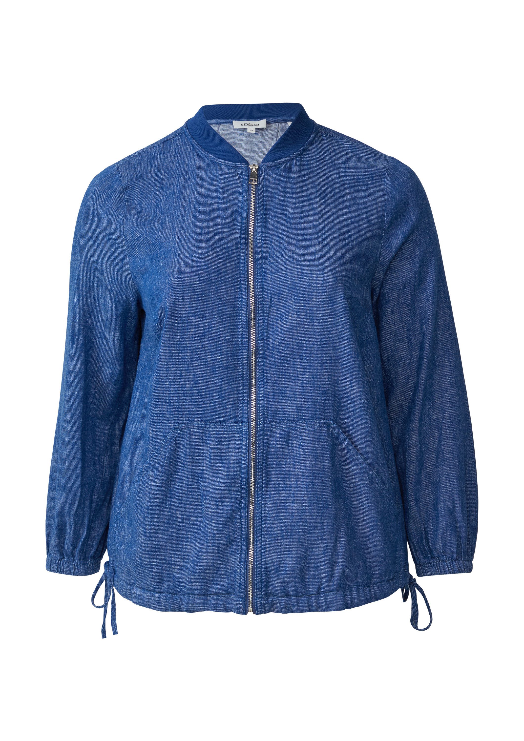 s.Oliver Funktionsjacke Indoor-Jacke Leinenmix-Blouson mit Raffungen