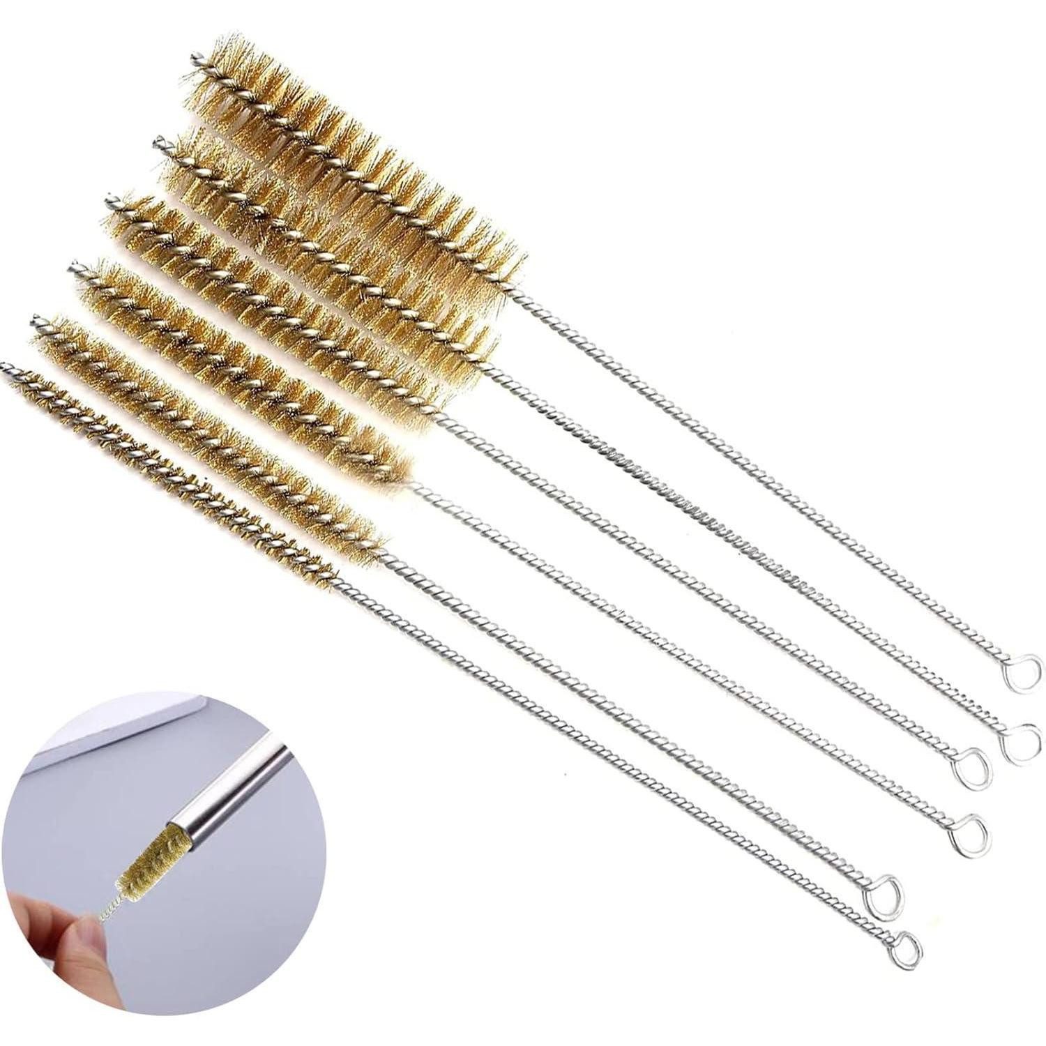 LuxusKollektion Drahtbürste Messingrohrreinigungsbürsten Set 6-teilig 8-25mm langem Griff