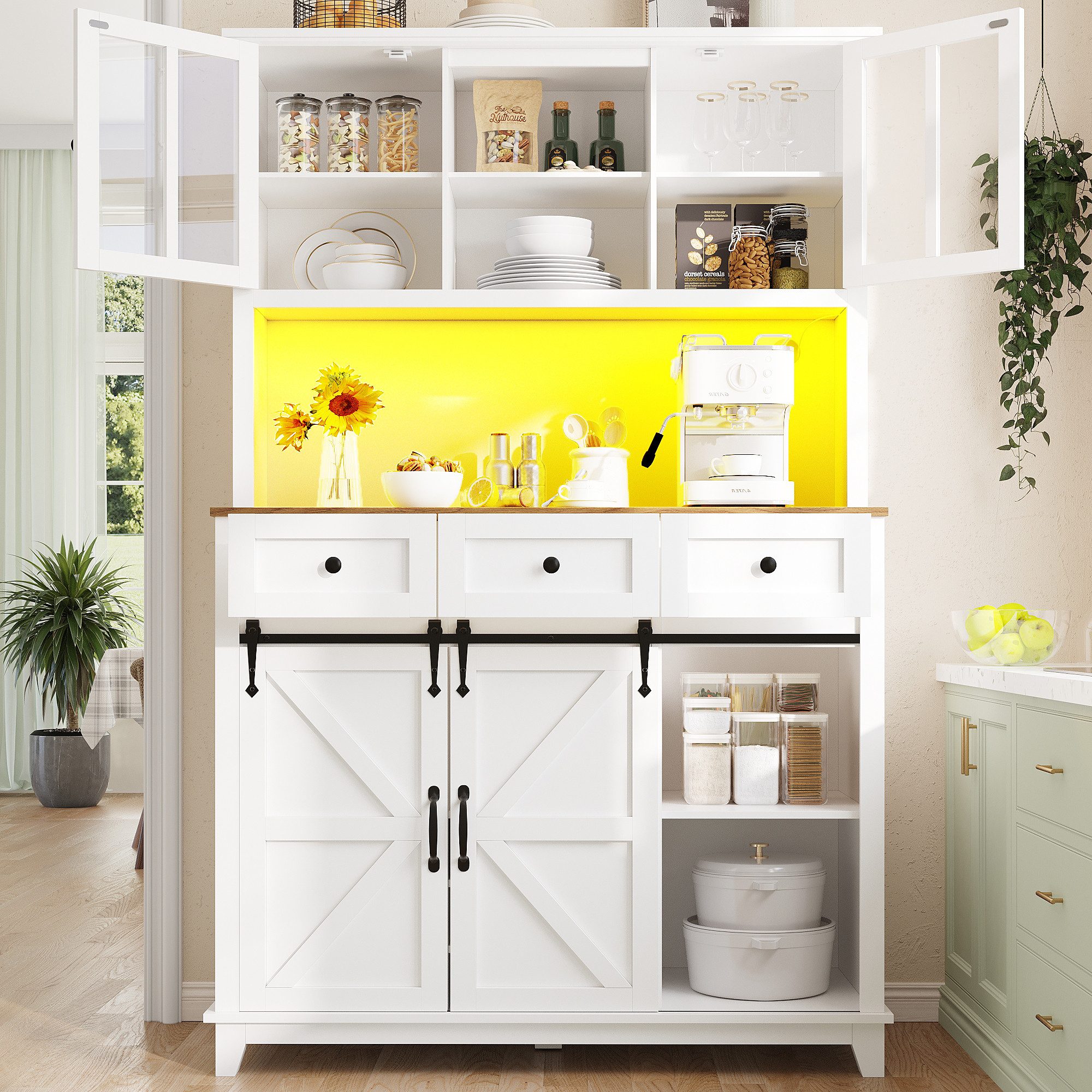 Odikalo Küchenbuffet Küchenschrank Sideboard Hochschrank Weinregal günstig online kaufen