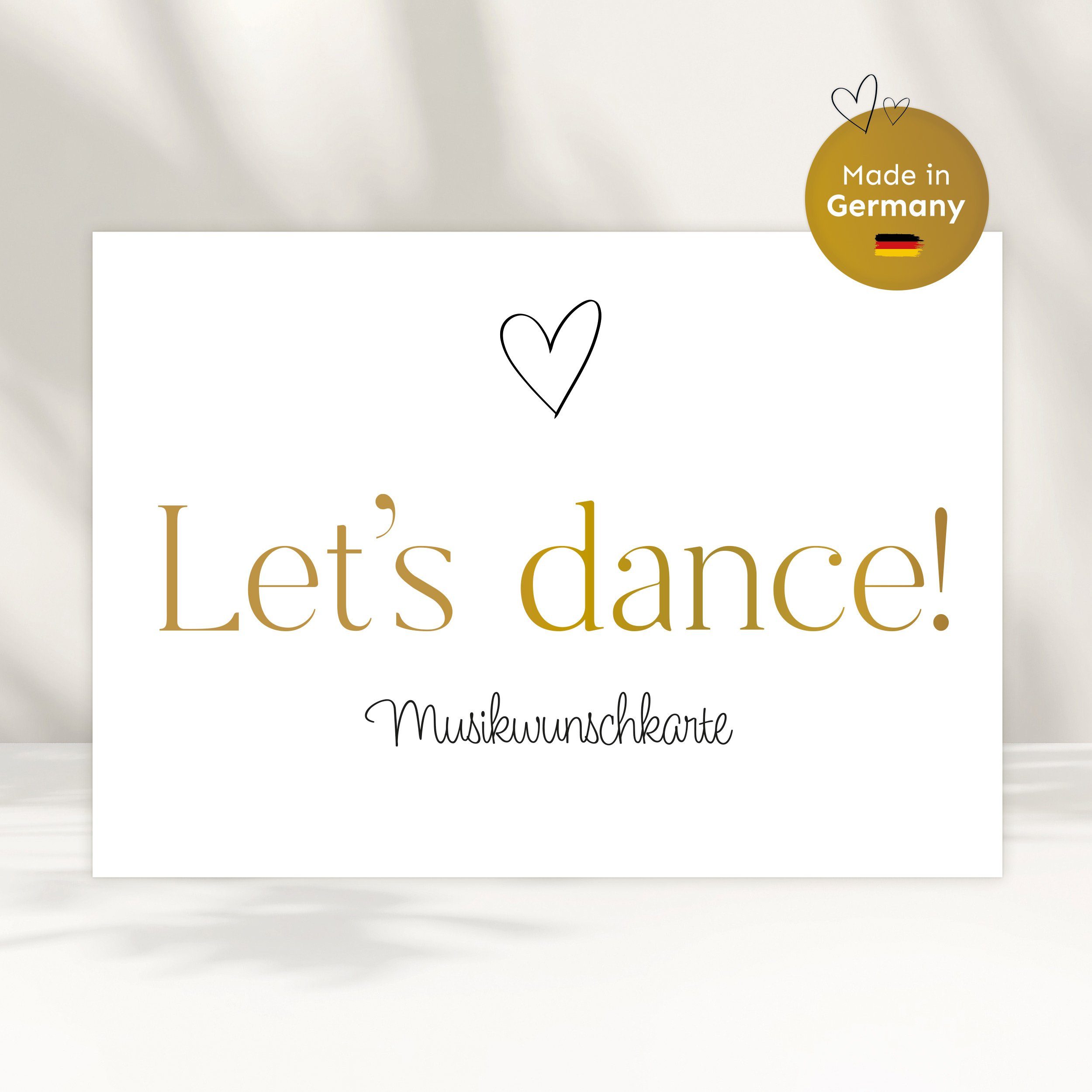 white & ivory Papierdekoration Musikwunschkarte, Herz gold, 50 Stück, beschreibbar