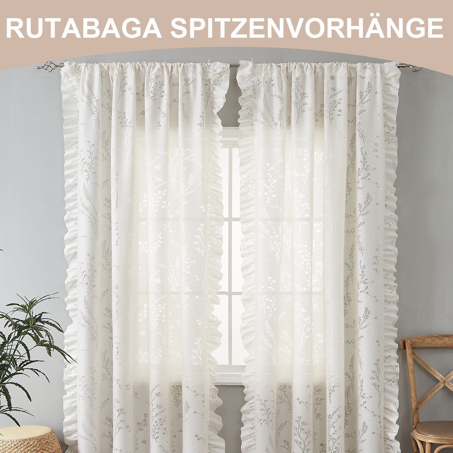 Refttenw Vorhang Spitzengardine, Kurzgardine, Trennvorhang, atmungsaktiv günstig online kaufen