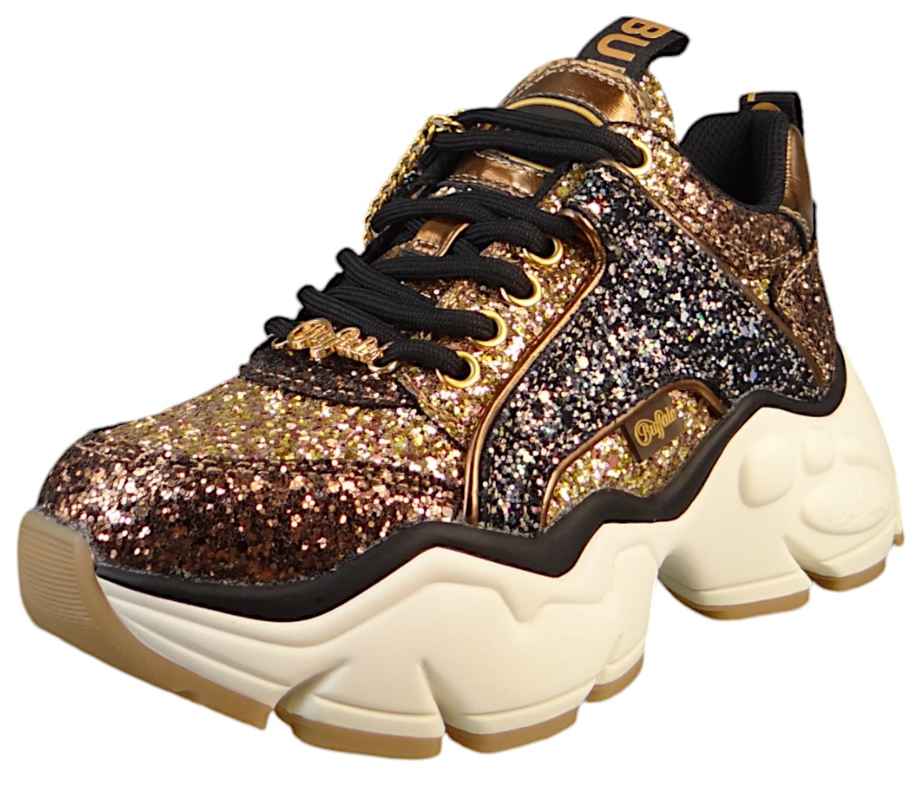 1636282 Binary Glam Low Top Black/Gold Sneaker