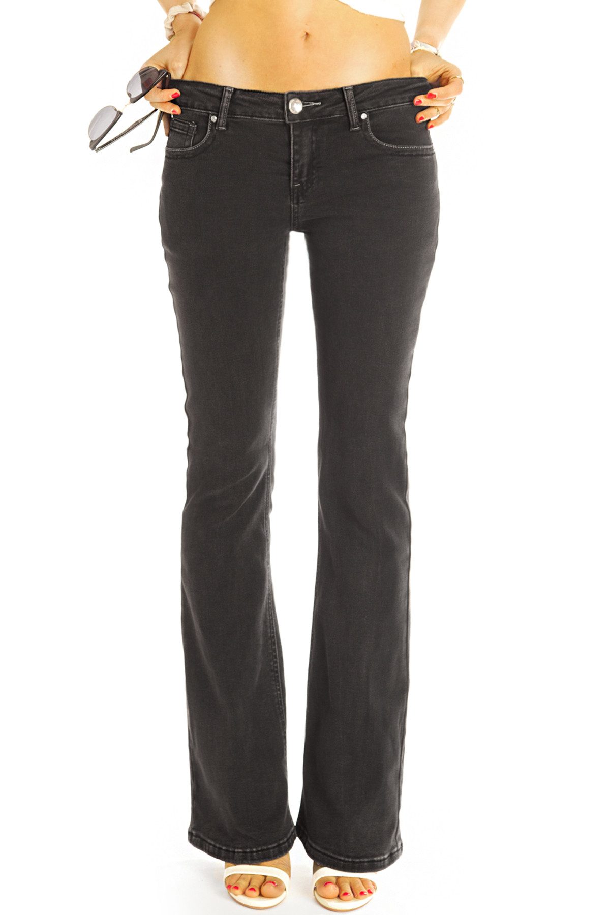 be styled Bootcut-Jeans Hüftjeans Bootcut Jeans - Stretchjeans Schlaghose - Damen - j48L-1 mit Stretch-Anteil