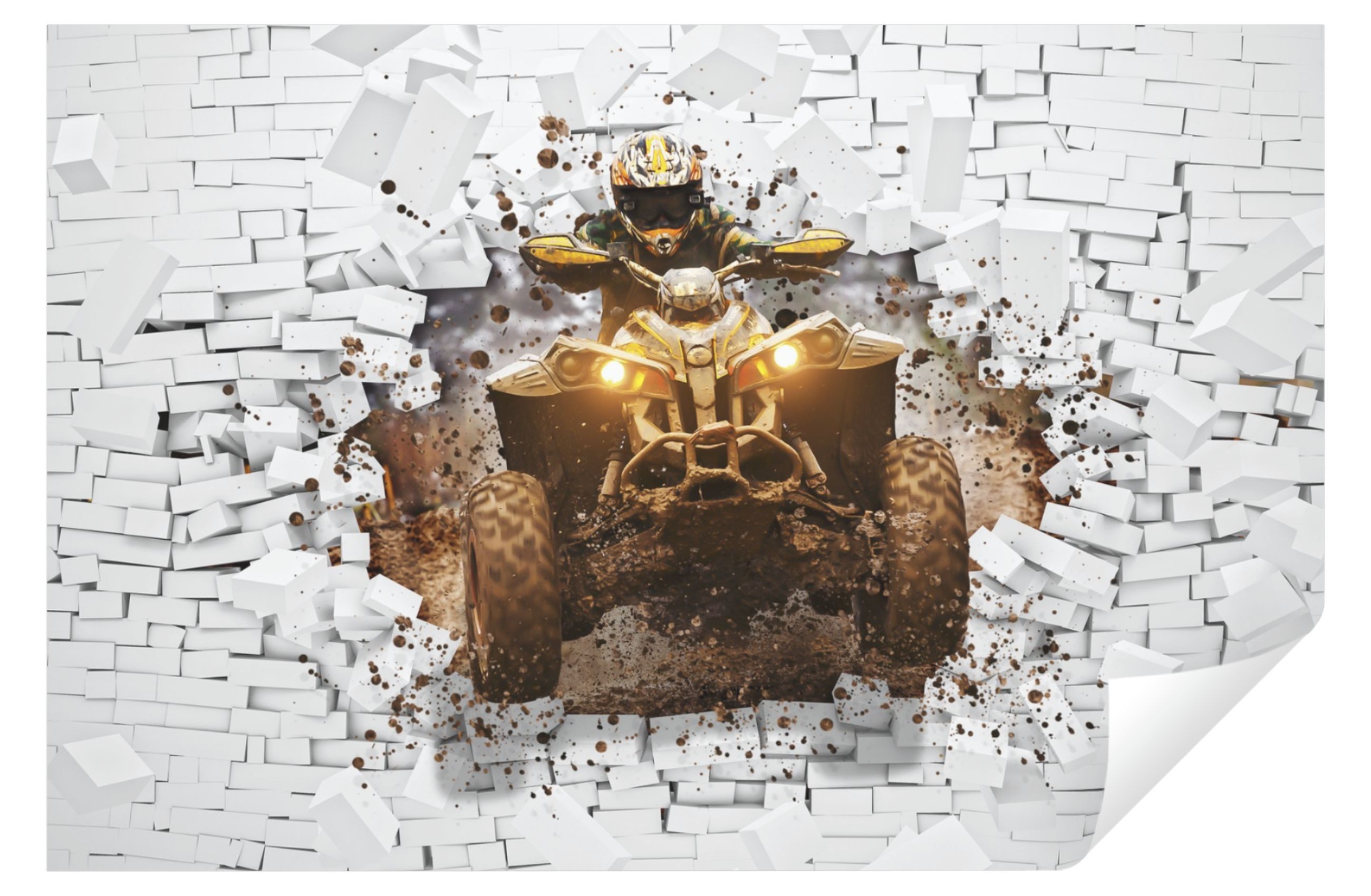 Wallarena Fototapete Kinderzimmer Jungen 3D EFFEKT Quad Motorrad Kinder Jun günstig online kaufen