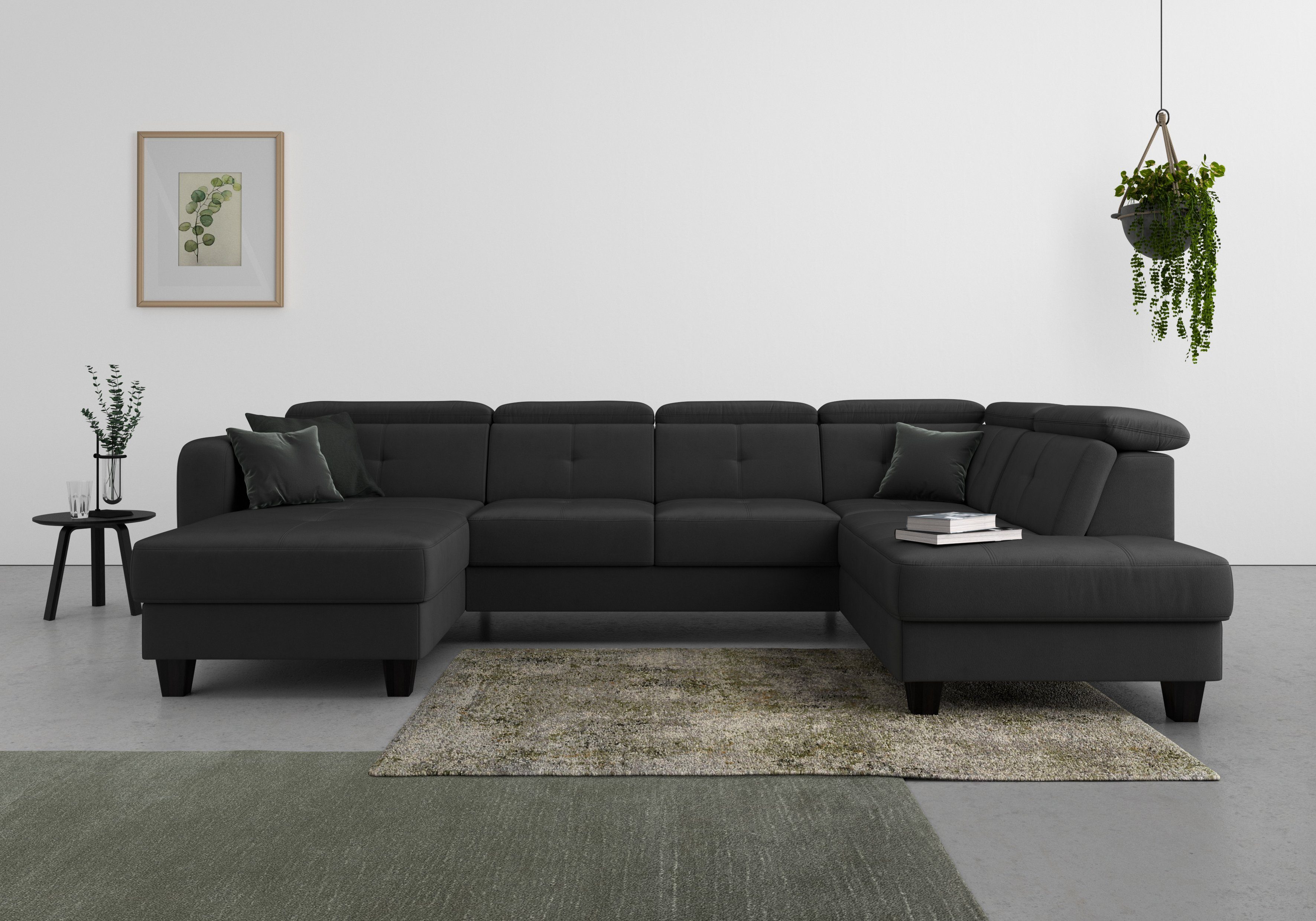 sit&more Wohnlandschaft Belluci U-Form, Kopfteilverstellung und Federkern, wahlweise mit Schlaffunktion