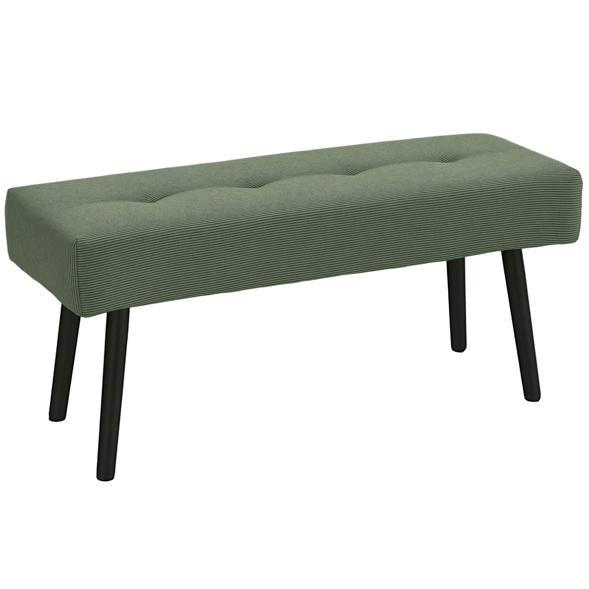 HOMCOM Polsterbank mit Cordbezug, Metallbeine (Schuhbank, 1-St., getuftete Bettbank), für Schlafzimmer, Wohnzimmer, Flur 100 x 36 x 45 cm Grün