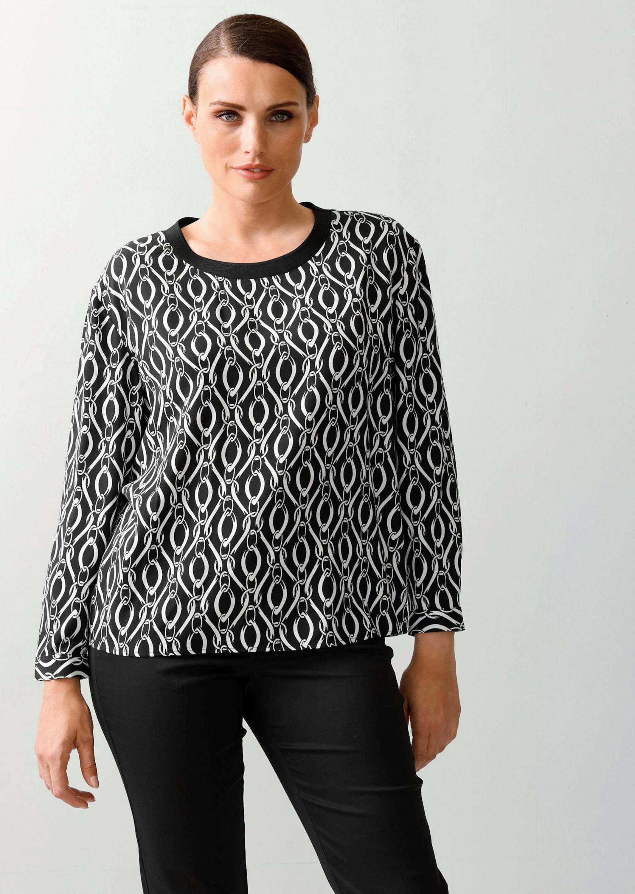 Schlupfbluse Bluse in grafischem Kettendessin