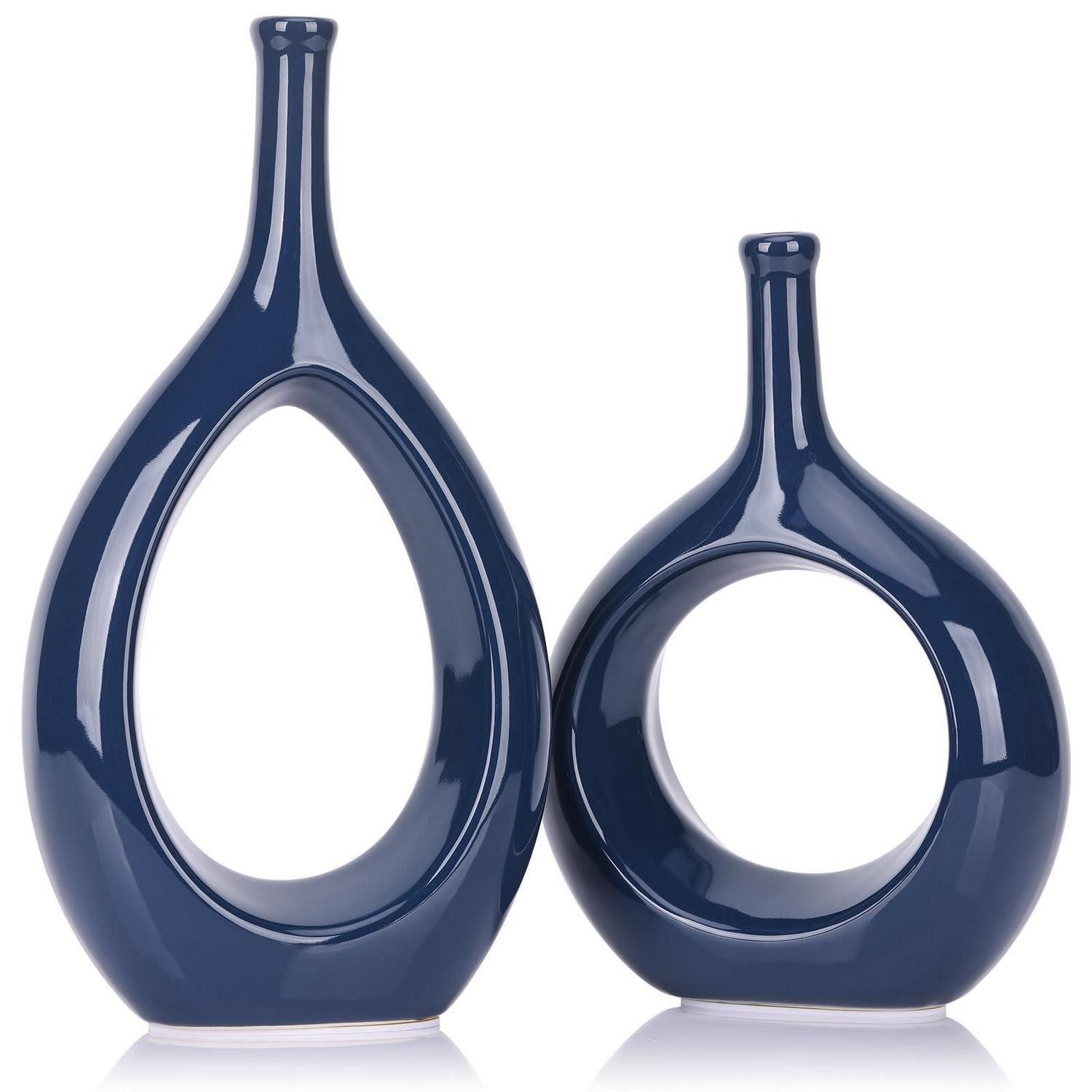LuxusKollektion Dekovase Keramikvasen-Set Marineblau 2-tlg. (2 St)
