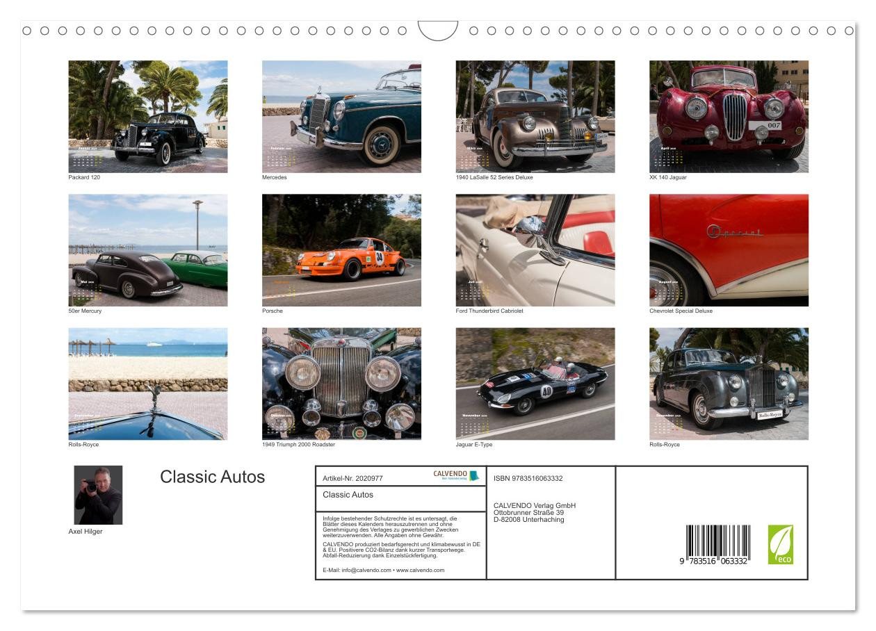 Thumbnail - CALVENDO Wandkalender Classic Autos (Wandkalender 2026 DIN A3 quer), CALVENDO Monatskalender