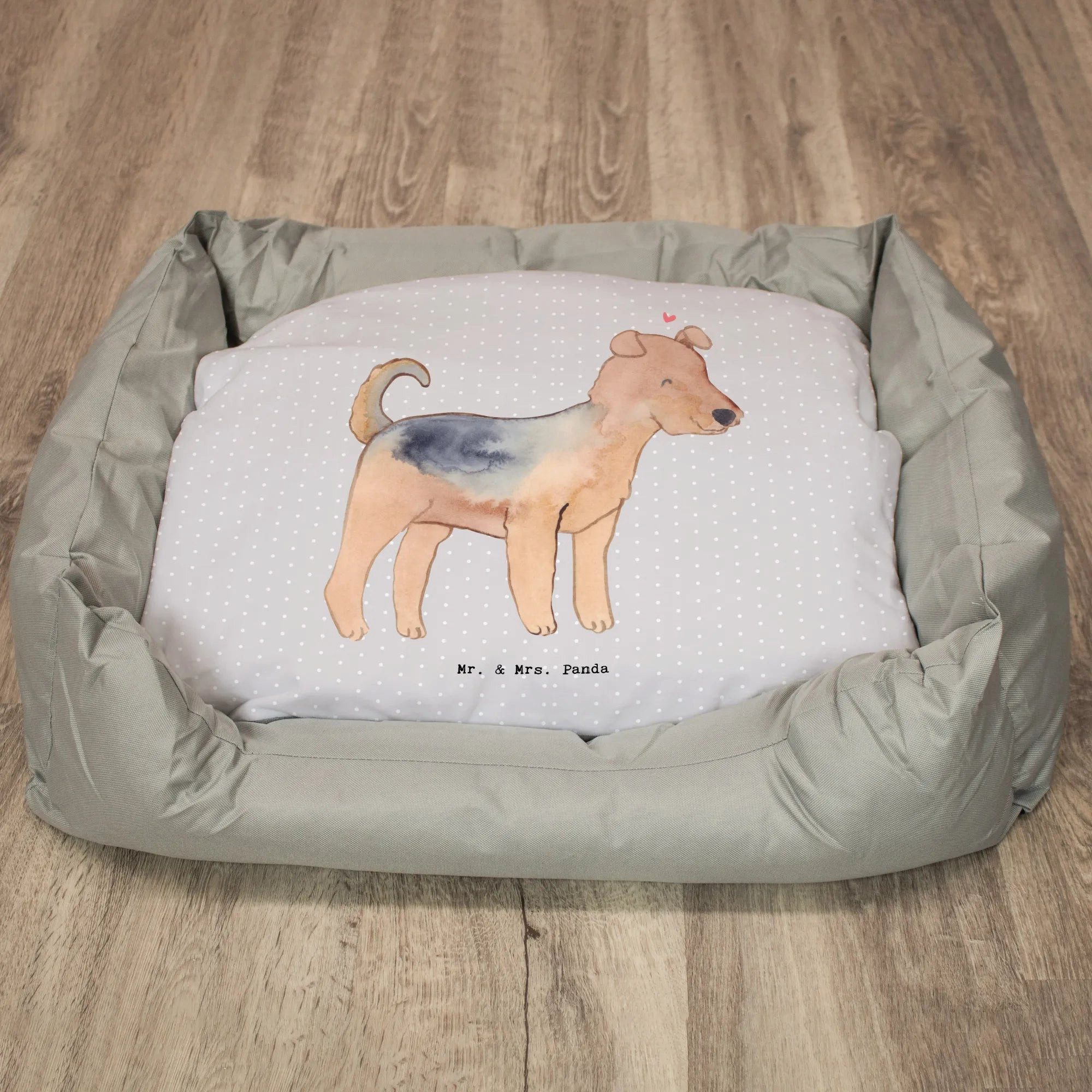 Thumbnail - Mr. & Mrs. Panda Tierbett Airedale Terrier Lebensretter - Grau Pastell - Geschenk, Hundesofa, W, Zeitlos elegant