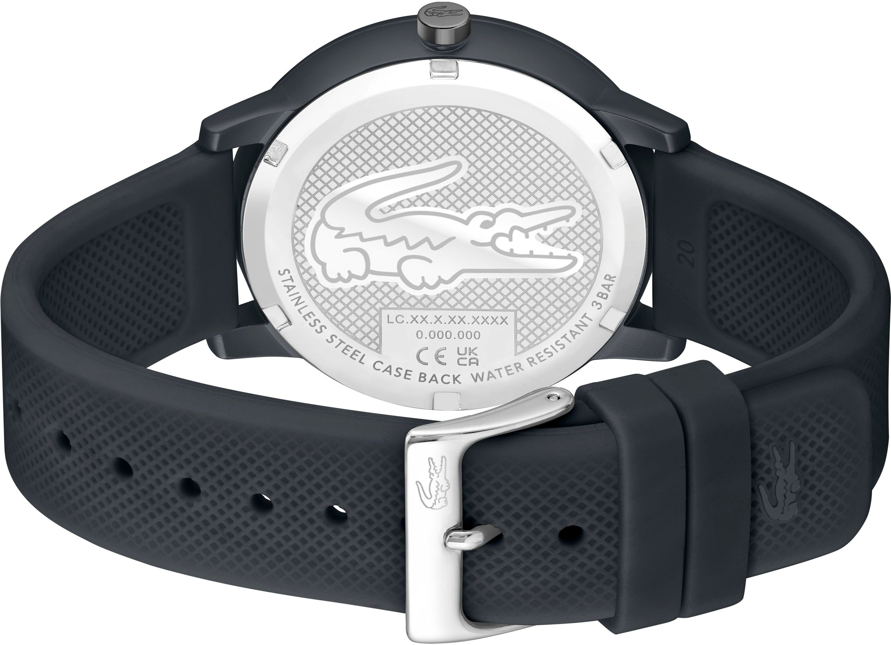Lacoste Quarzuhr LACOSTE.12.12 MOVE 2011242, Armbanduhr, Herrenuhr, Mineralglas, Silikonarmband