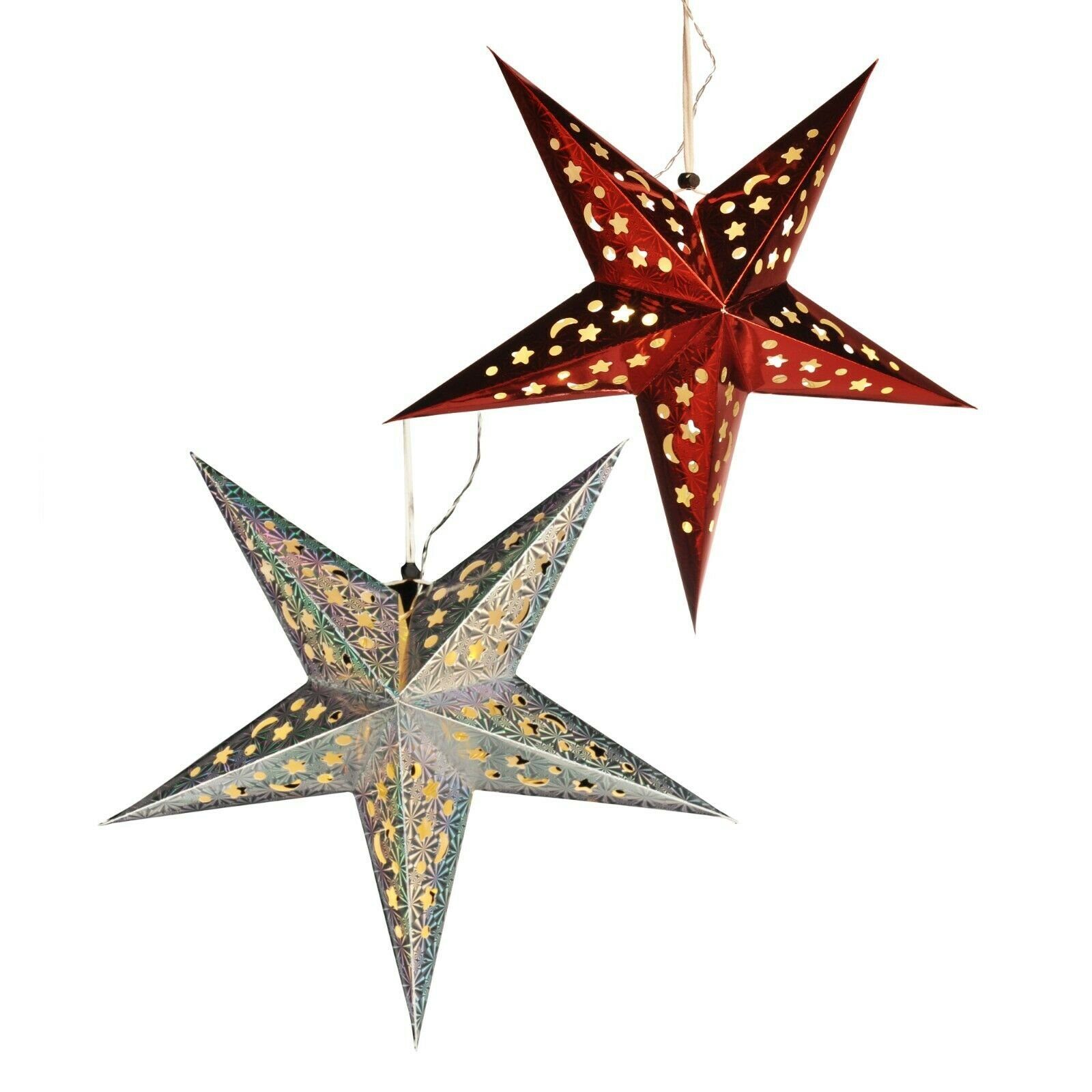 Meinposten LED-Lichterkette Weihnachtsstern Ø 43 cm Papier-Stern LED Weihnachtsdeko