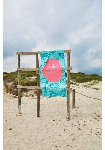 Done.® Paplūdimio rankšluostis Hello Summer Hamam Frottier (1-St) gemustert su Reisverschluss-Tasche dėl Wertgegenstände