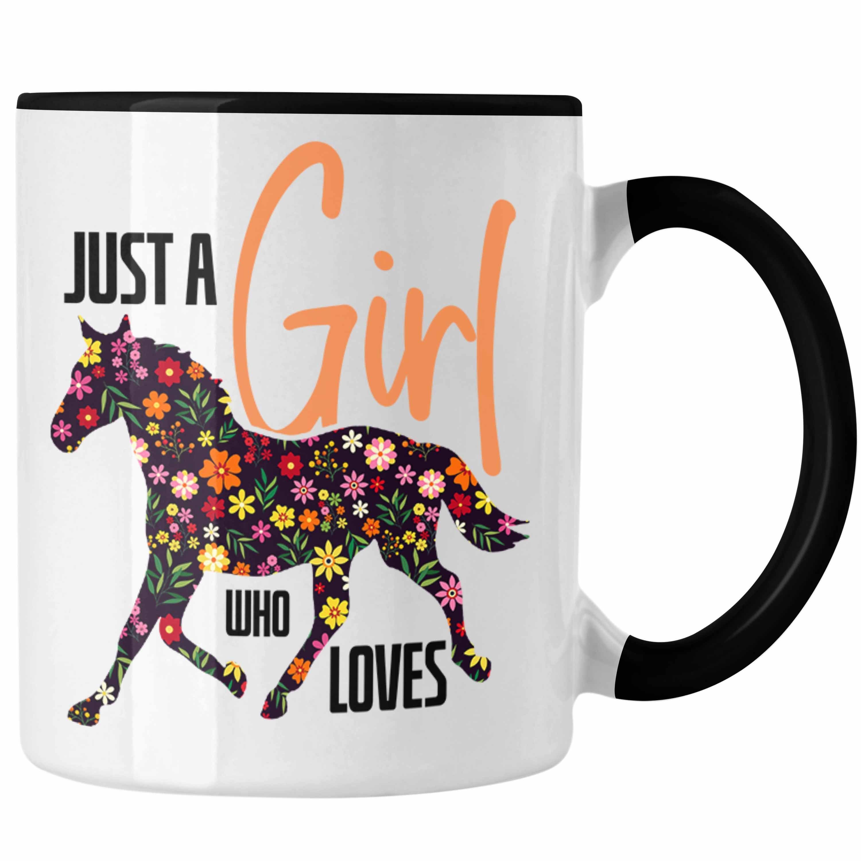 Trendation Tasse Pferde Tasse "Nur Ein Mädchen Das Pferde Liebt" Geschenk für Pferdeli Schwarz