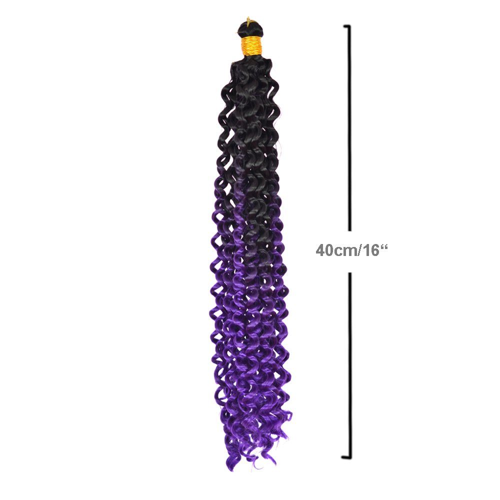 MyBraids YOUR BRAIDS! Kunsthaar-Extension Deep Ombre Pack 3er Wave Crochet Violett Zöpfe Schwarz- Wellig 5-WS Braids Flechthaar