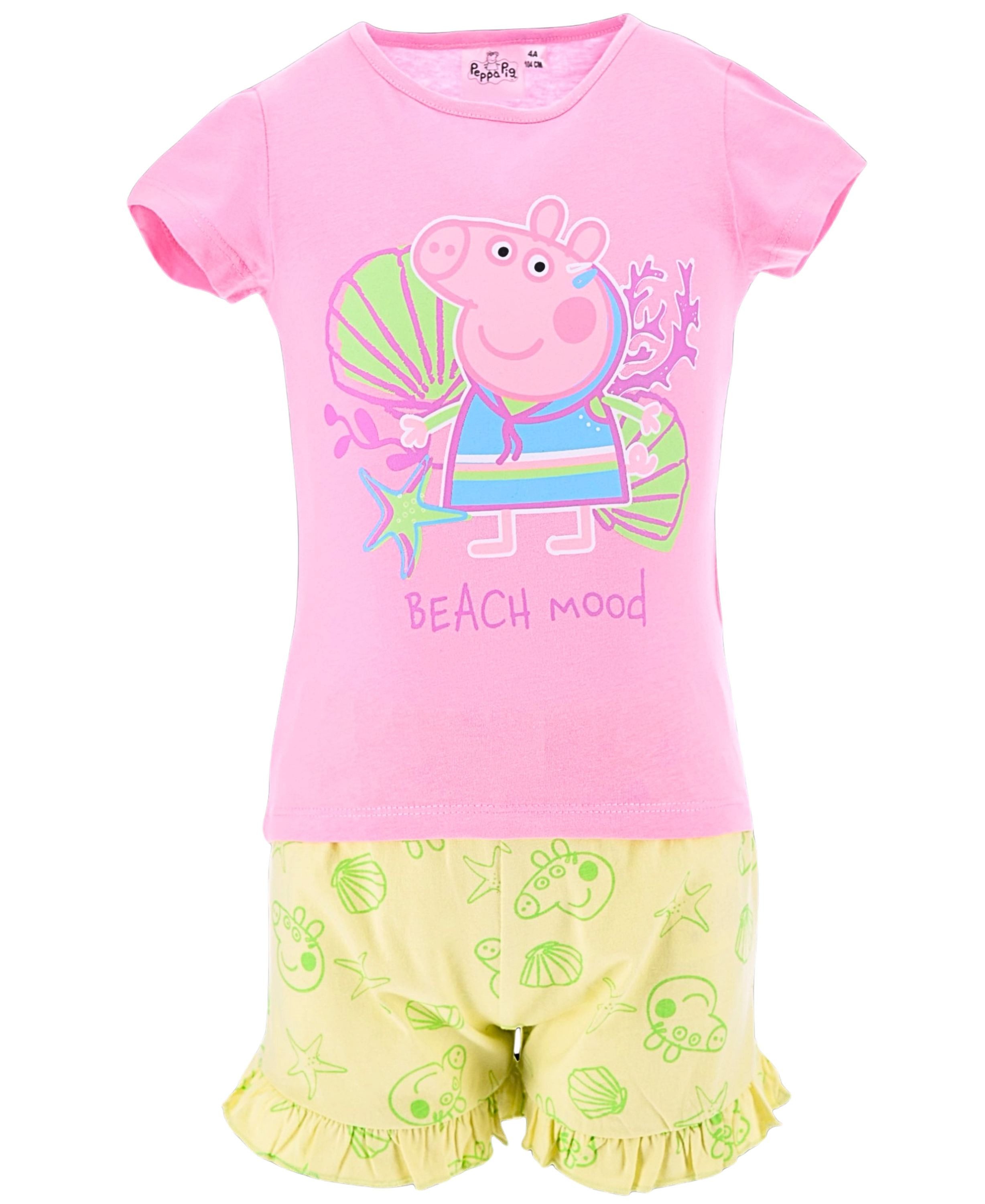 Peppa Pig T-Shirt & Shorts Peppa Wutz BEACH MOOD (2-tlg) Mädchen Sommeroutfit Gr. 98 - 116 cm