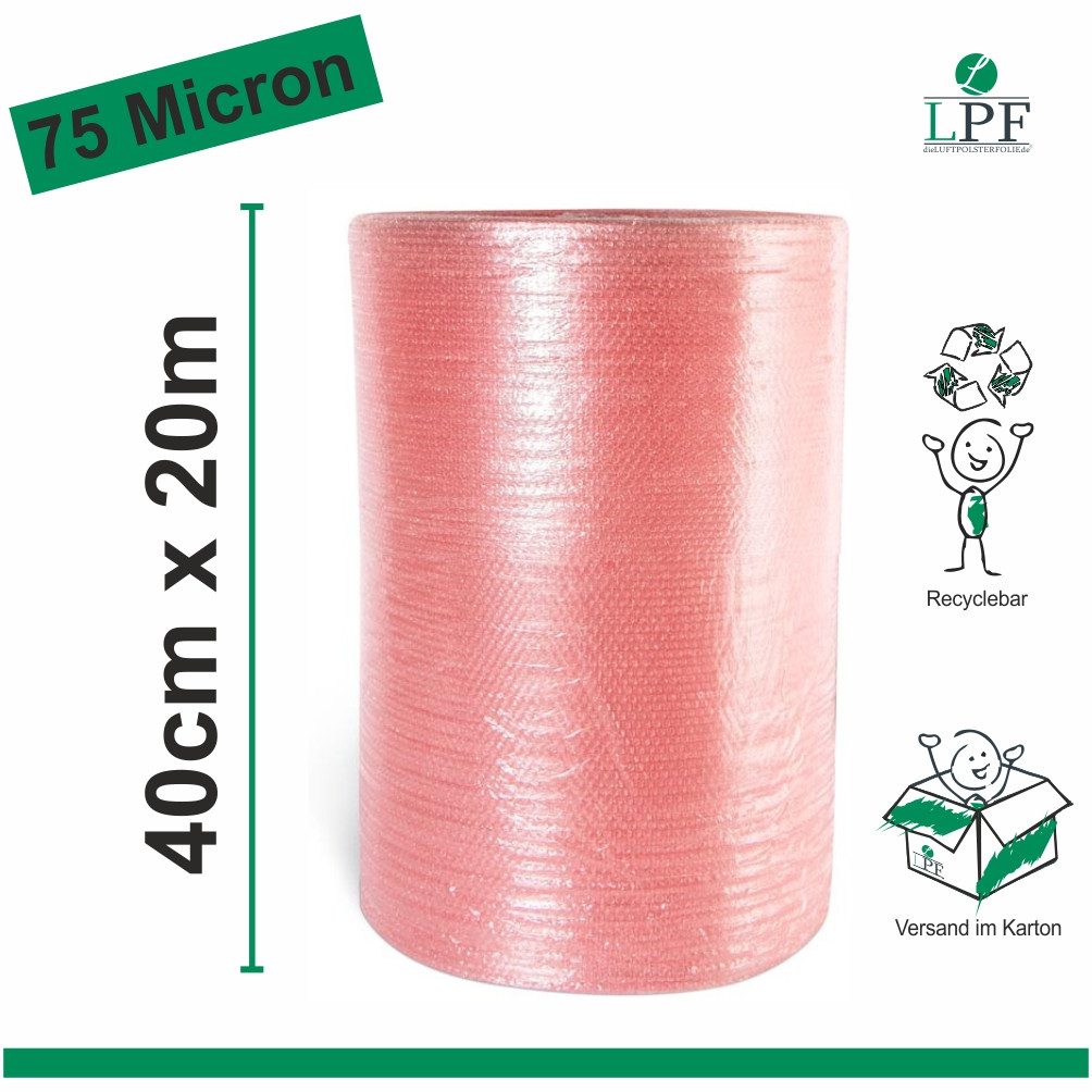 LPF dieLUFTPOLSTERFOLIE Schutzfolie Luftpolsterfolie Breite 40cm x Länge 20m Blasenfolie Rolle