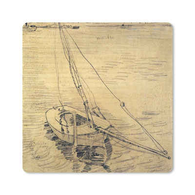 MuchoWow Gaming Mauspad Segelboot auf der Seine bei Asnières - Vincent van Gogh (1-St), Gaming, Rutschfester Unterseite, Mausunterlage, 80x80 cm, XXL, Großes