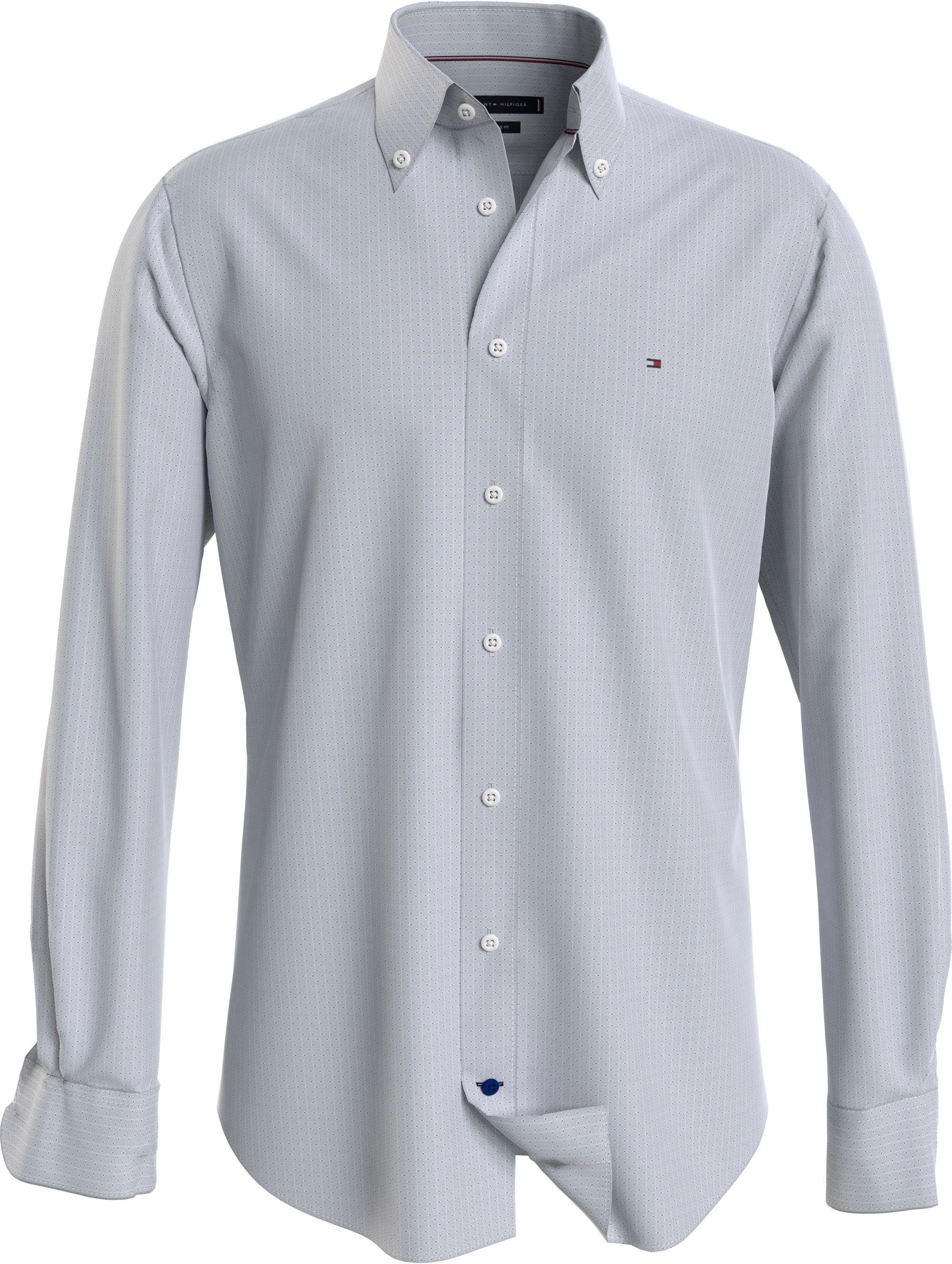 Tommy Hilfiger TAILORED Businesshemd CL-W OXFORD DOBBY SF SHIRT mit dezenter Tommy Hilfiger Logostickerei auf der Brust