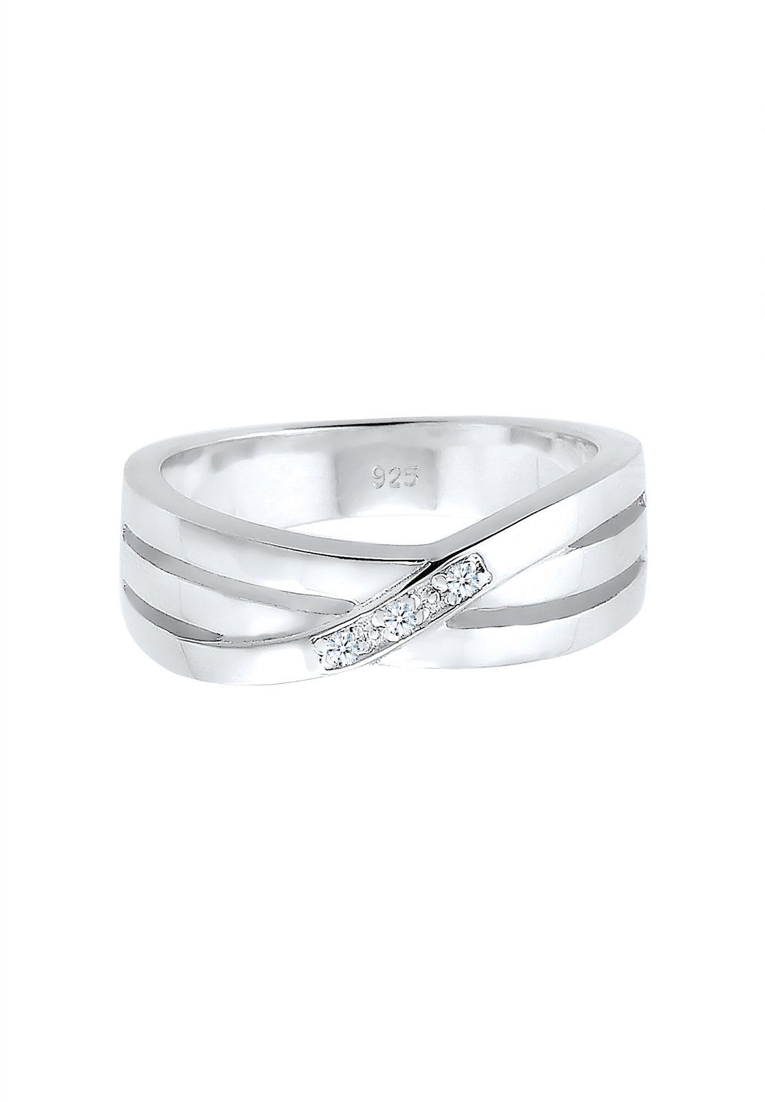 Elli DIAMONDS Verlobungsring Bandring Diamant Weiß Brillantschliff (0.015 ct) 925 Sterling Silber
