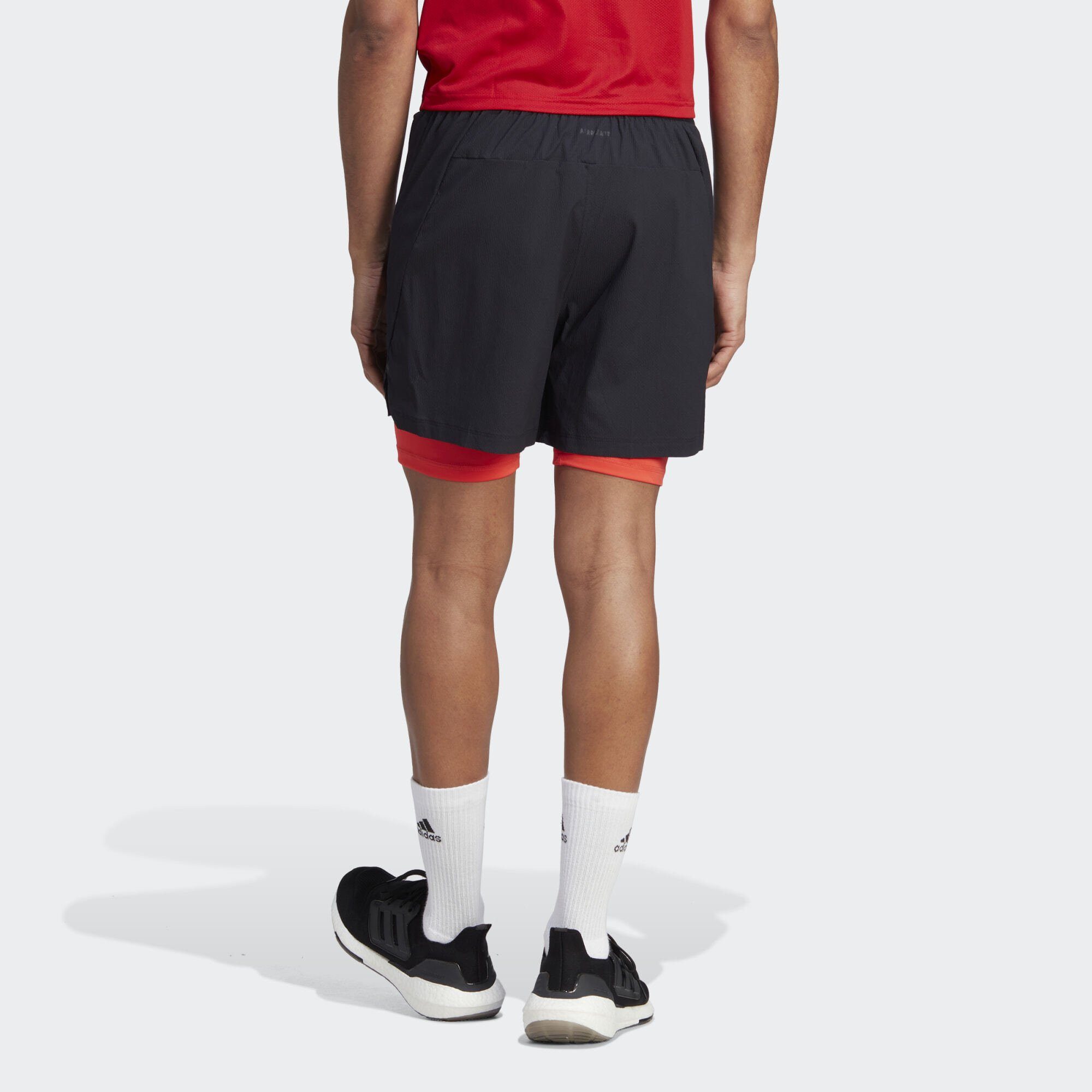 TWO-IN-ONE POWER Performance / Bright Black 2-in-1-Shorts Red adidas SHORTS WORKOUT Black /