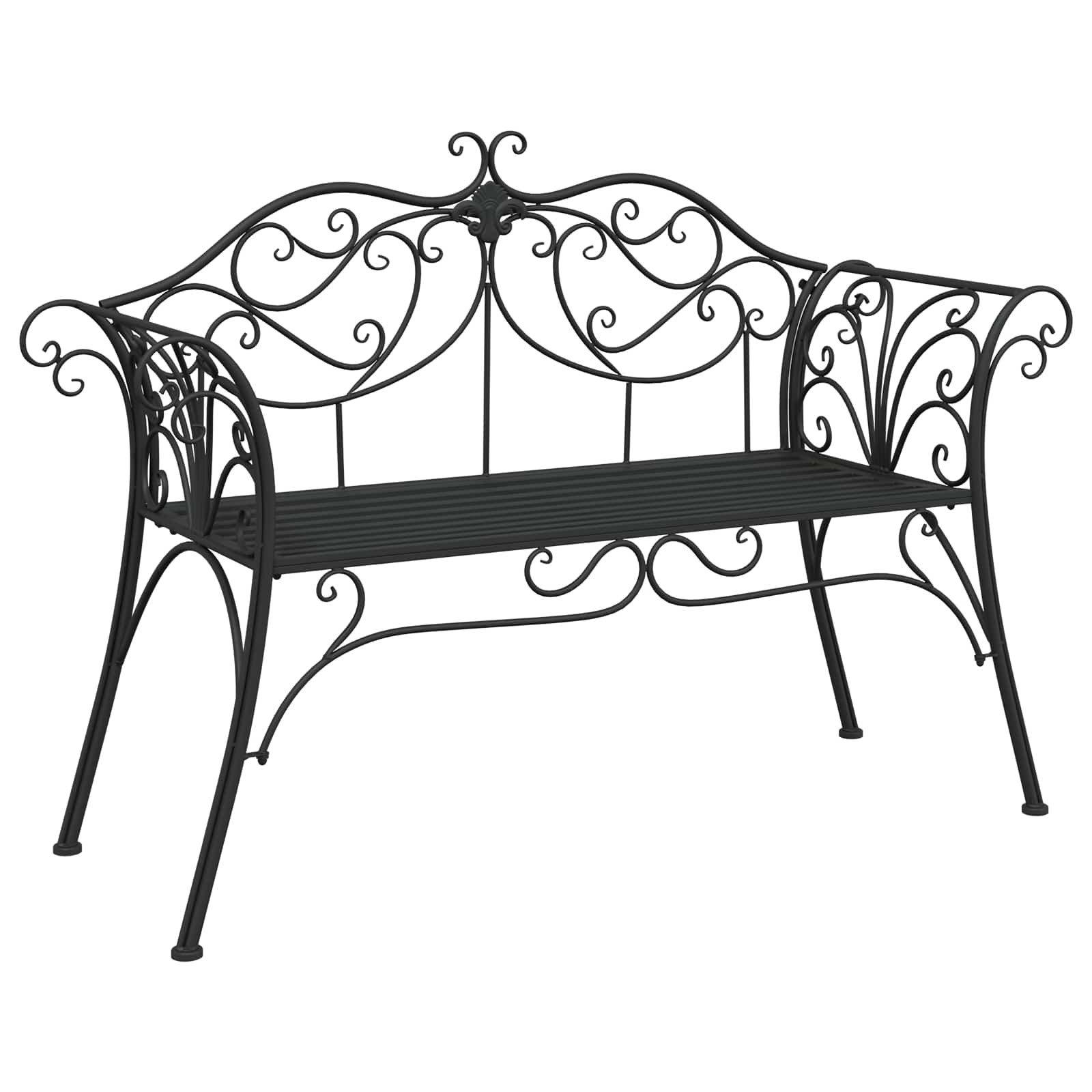 vidaXL Gartenbank Gartenbank 2-Sitzanzahl 130 x 47 x 90 cm Stahl Schwarz (1-St)