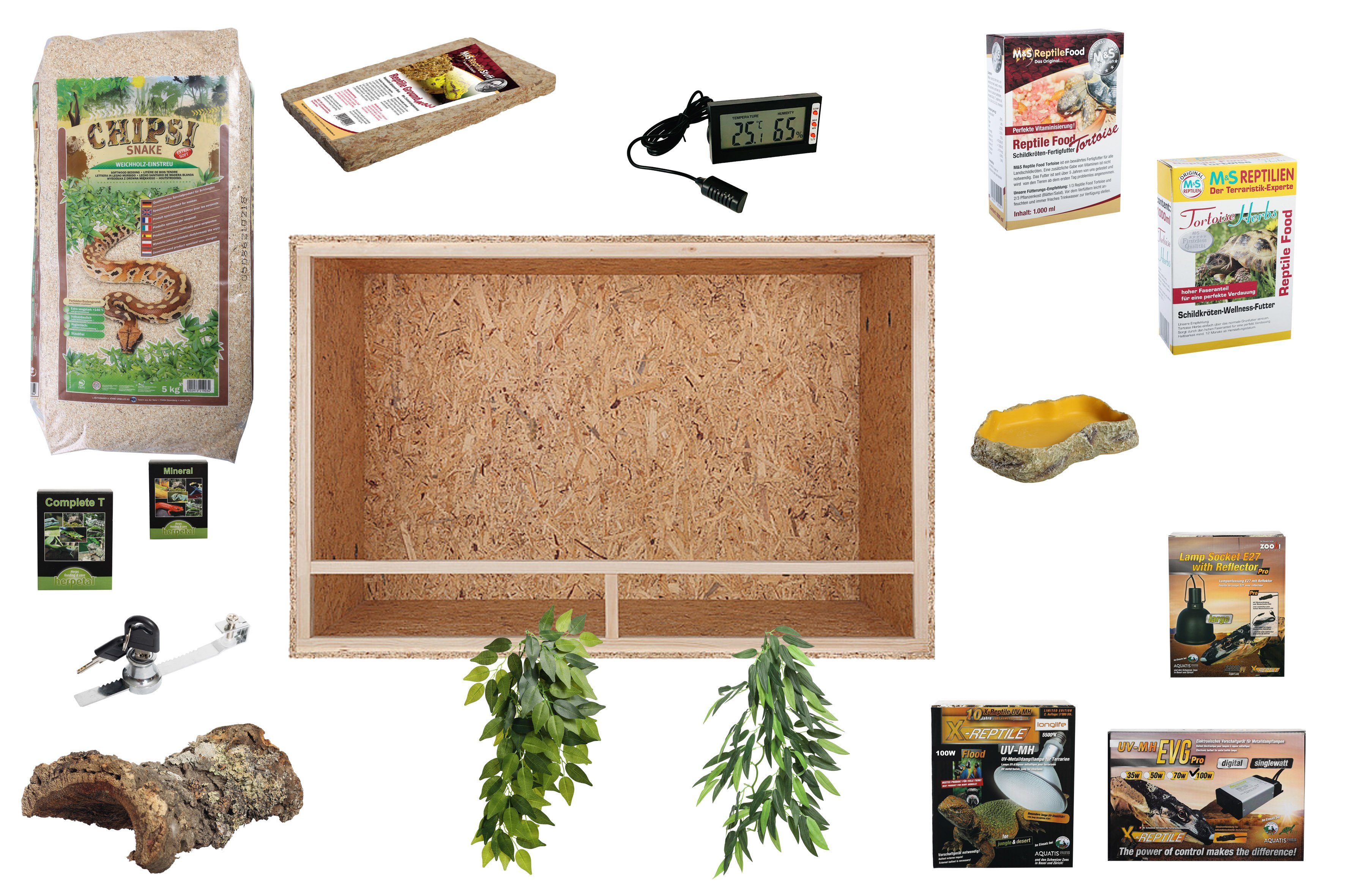 Terrarium Komplettset DELUXE: Für Landschildkröten (120 cm Länge)