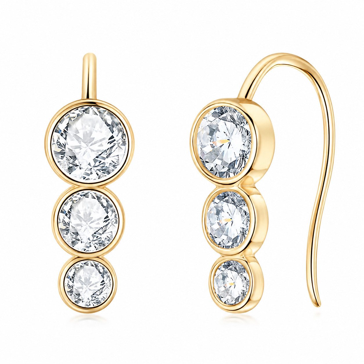 Paar Creolen Funkelnde Moissanit Creolen Ohrhänger 925 Sterling Silber 18K Gold