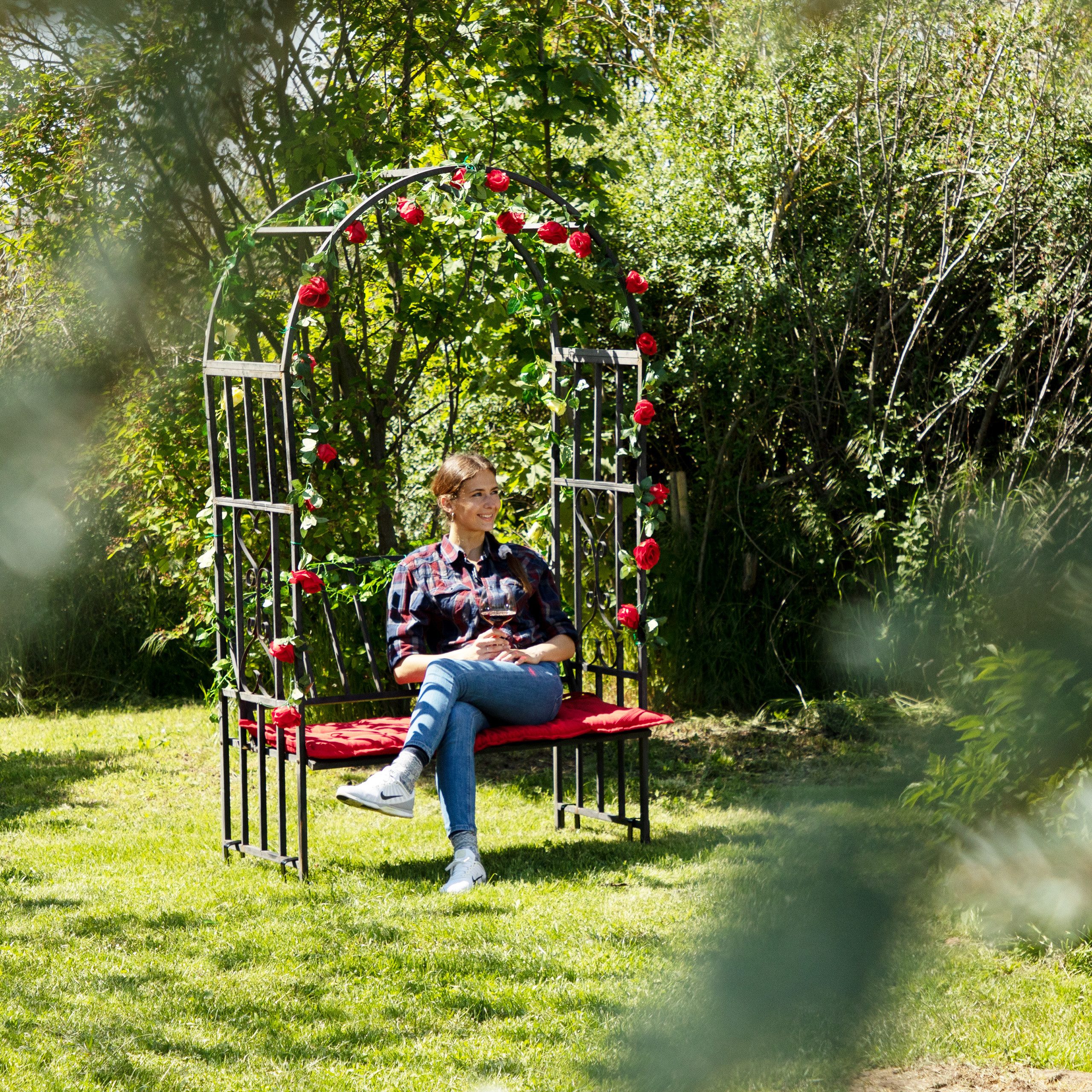 relaxdays Bodenanker 4 Erdanker für Rosenbogen