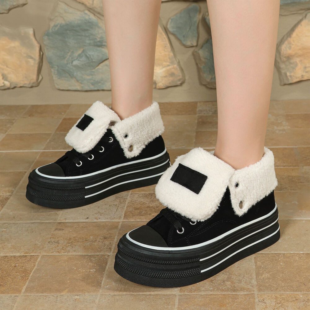 Ital-Design Trendy Freizeitschuh mit gefüttertem Knöchel und Komfort Sneakerboots (90458105) Flach Sneakers High in Schwarz