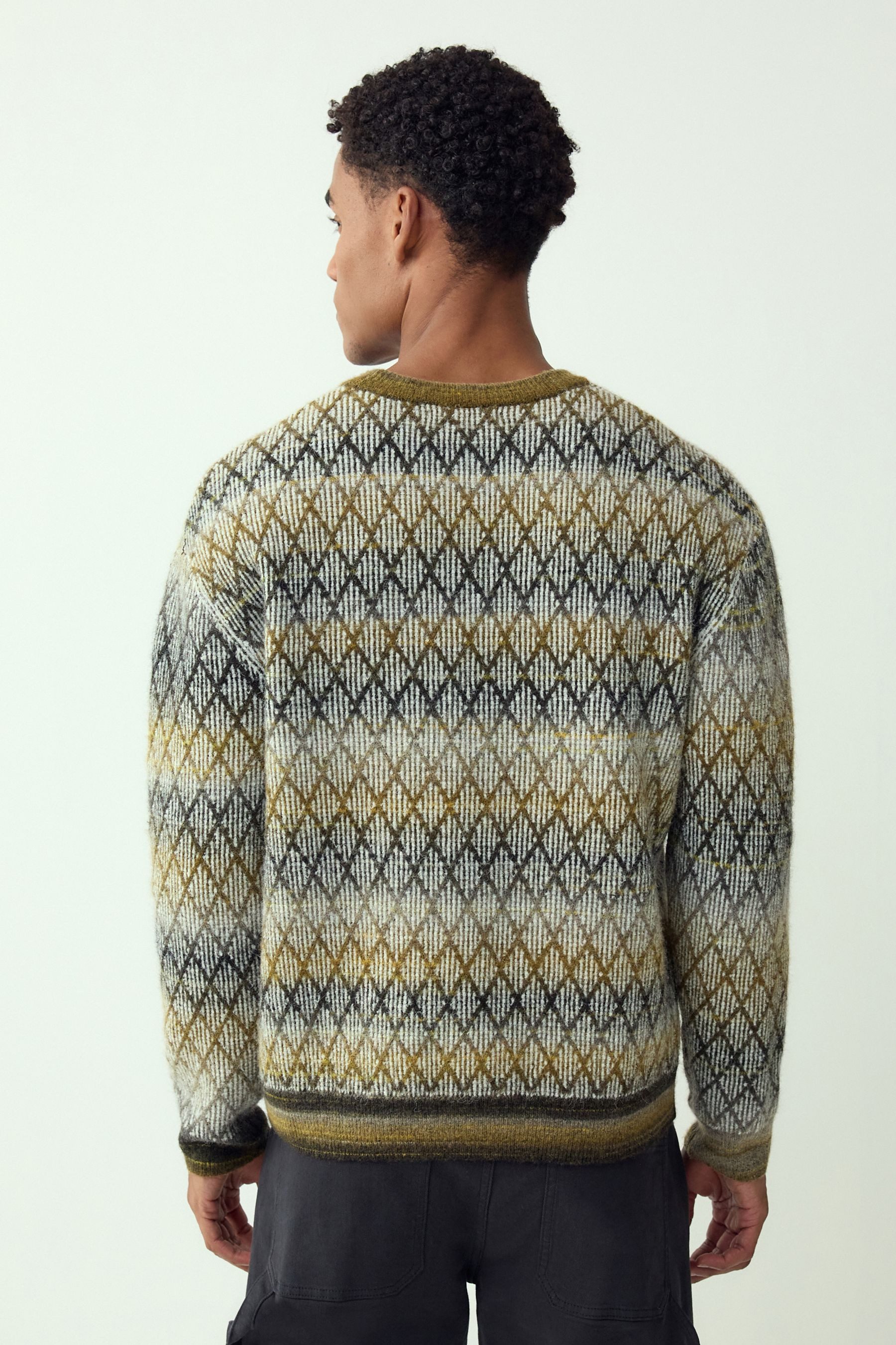 Next Rundhalspullover Relaxed Fit Rundhalspullover mit Rautenmuster (1-tlg) günstig online kaufen