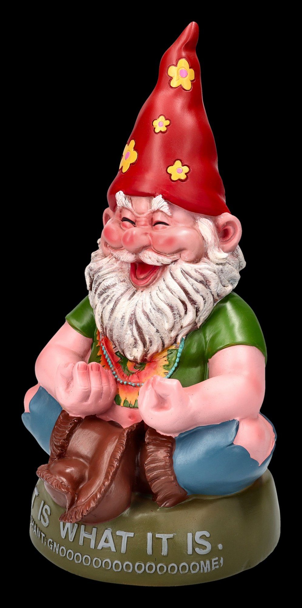 Figuren Shop GmbH Gartenzwerg Gartenzwerg Figur - Hippie beim Meditieren - Dekofigur Garten Zwerg