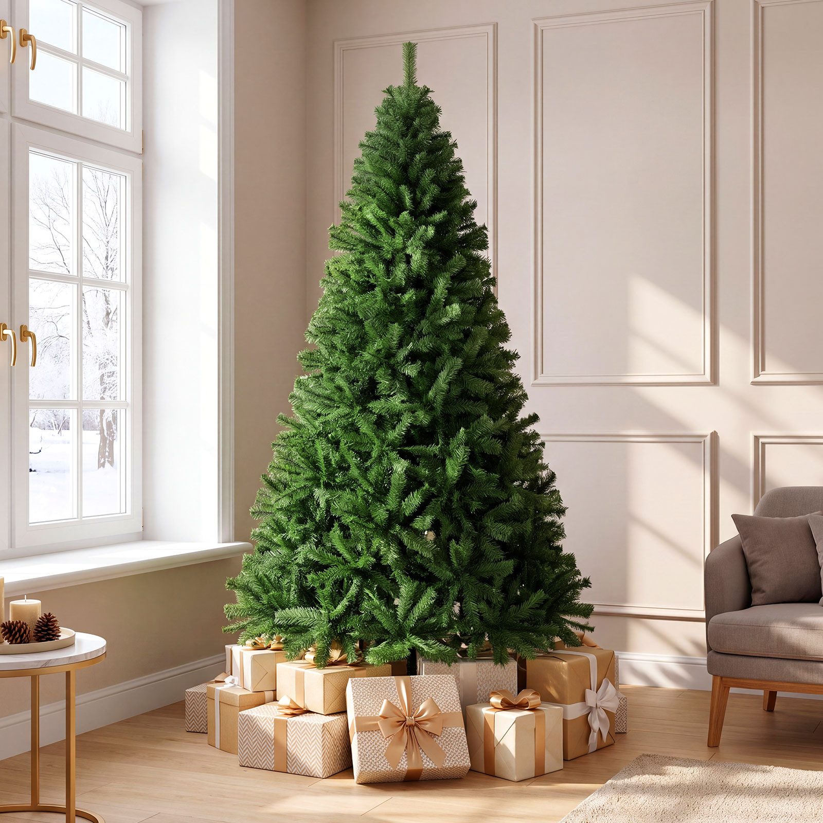 COSTWAY Künstlicher Weihnachtsbaum, 225cm, mit 1346 Spitzen PVC Nadeln