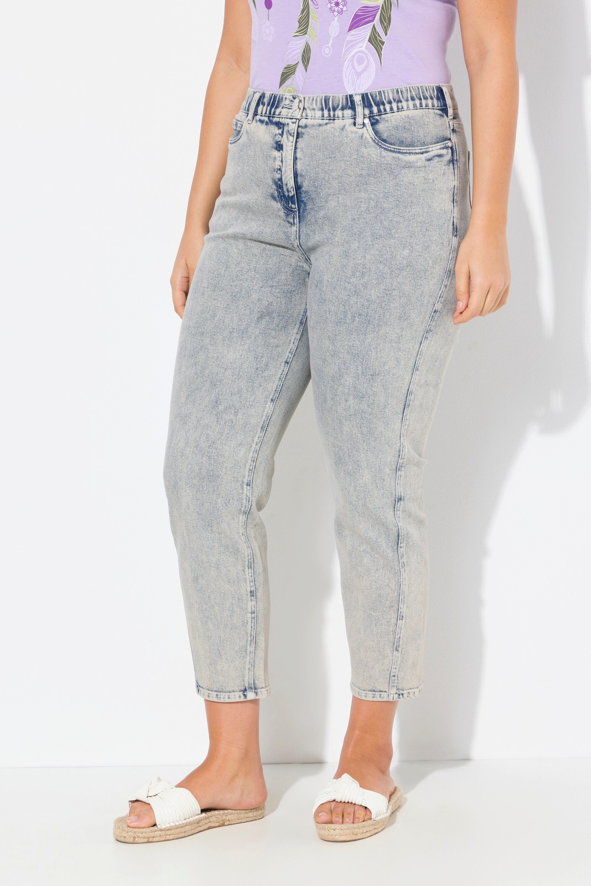 Regular-fit-Jeans Mom-Jeans konisches Bein Komfortbund