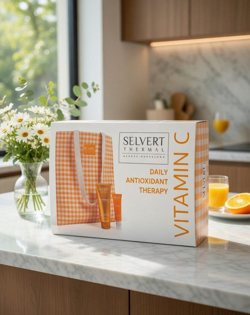 Selvert Thermal Pflege-Set PURE VITAMIN C Tasche, Tägliche Antioxidantien-Therapie
