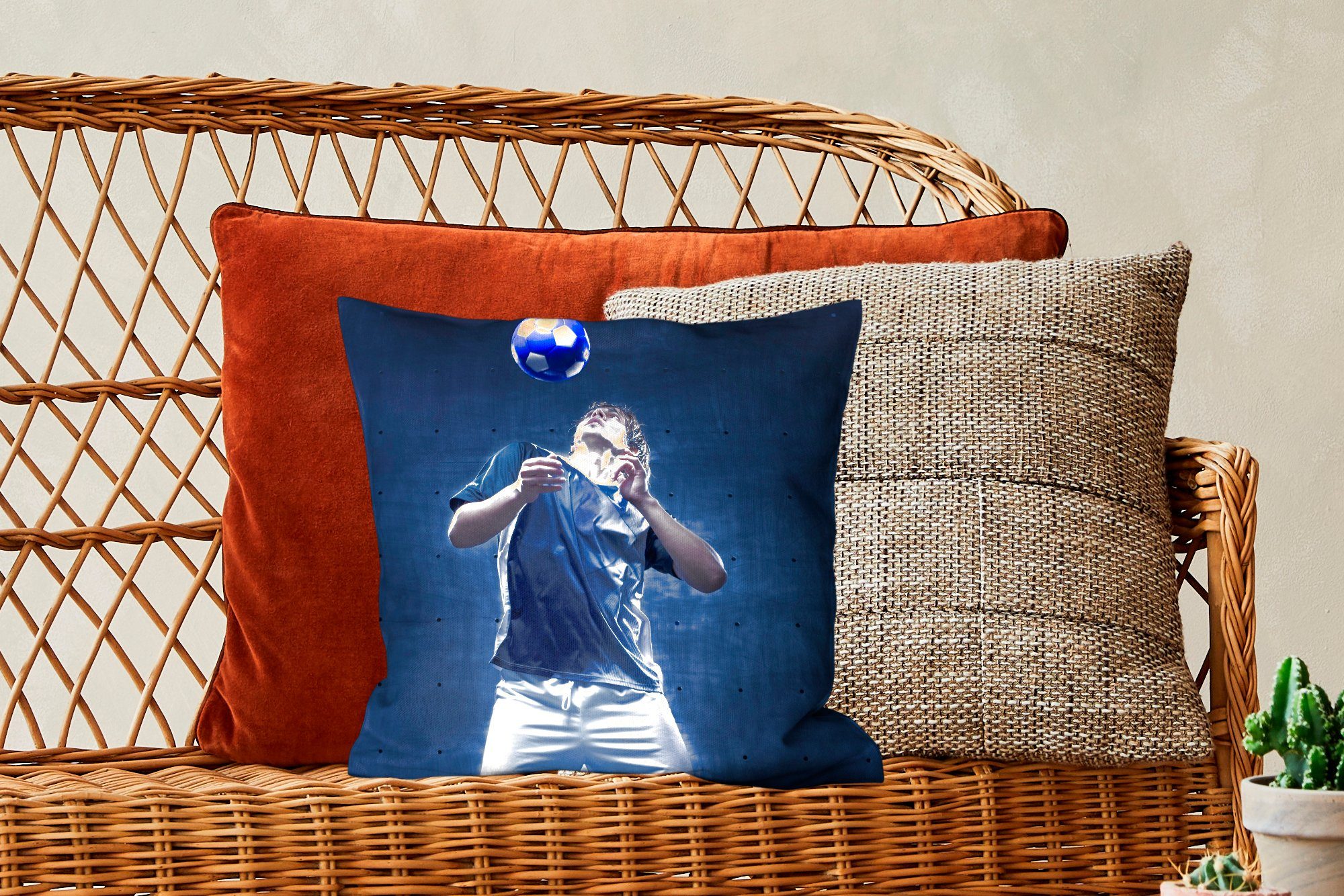 Wohzimmer, mit für Füllung Dekokissen Zierkissen Sofakissen Hochbegabter Deko, MuchoWow Schlafzimmer, Fußballer,