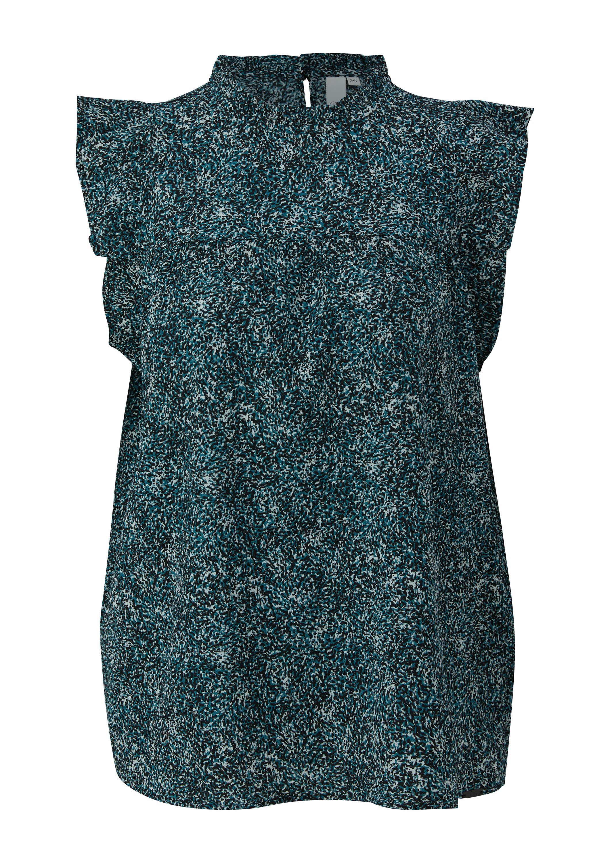 QS Blusentop Bluse Gemusterte Bluse mit Volant-Ärmeln günstig online kaufen